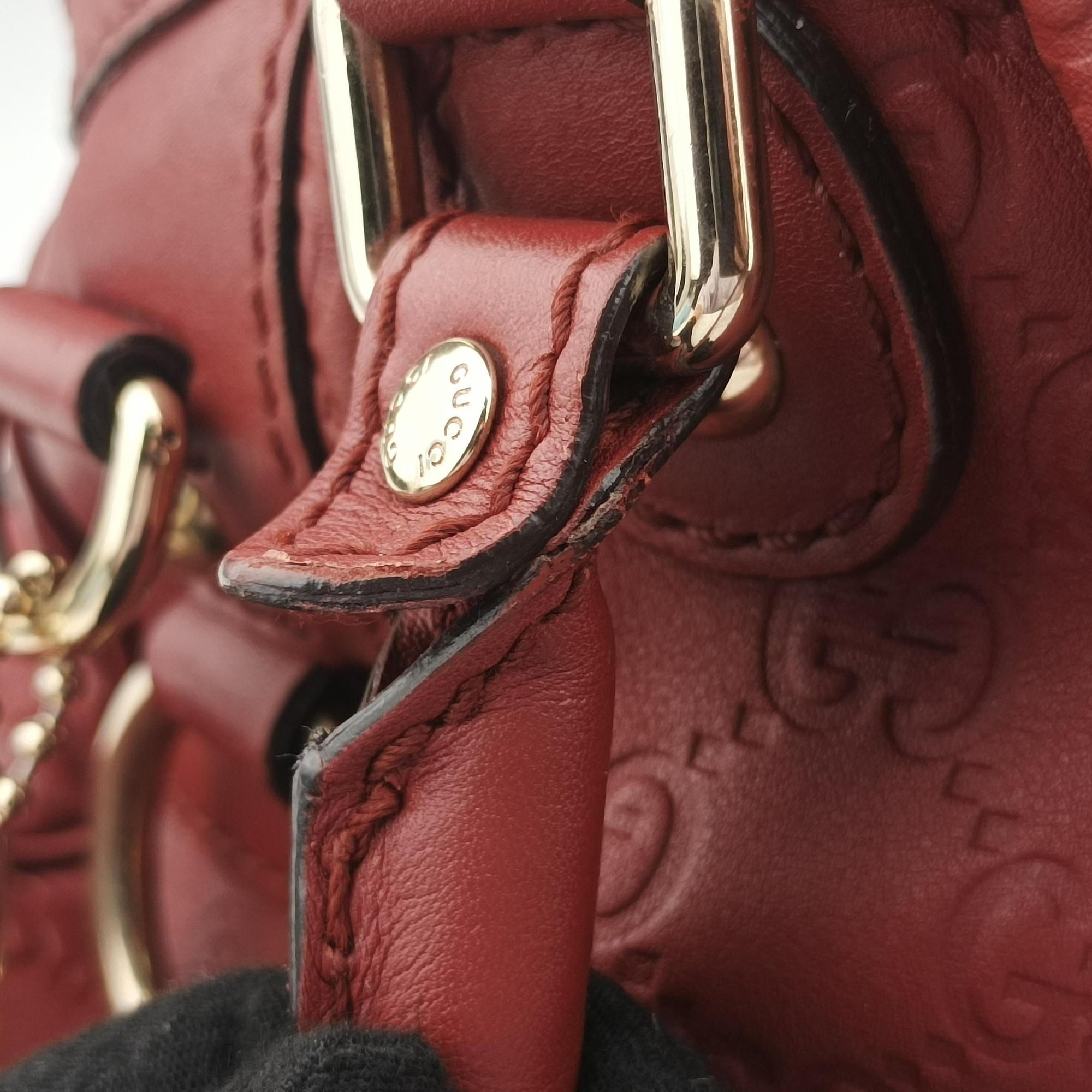 Pre-owned Gucci Sukey GUCCISSIMA Red Leather 223974 shoulderbag | stylenewstar