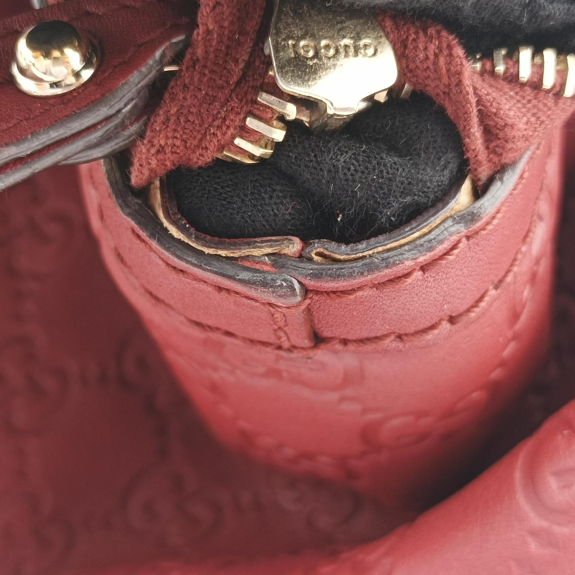 Pre-owned Gucci Sukey GUCCISSIMA Red Leather 223974 shoulderbag | stylenewstar