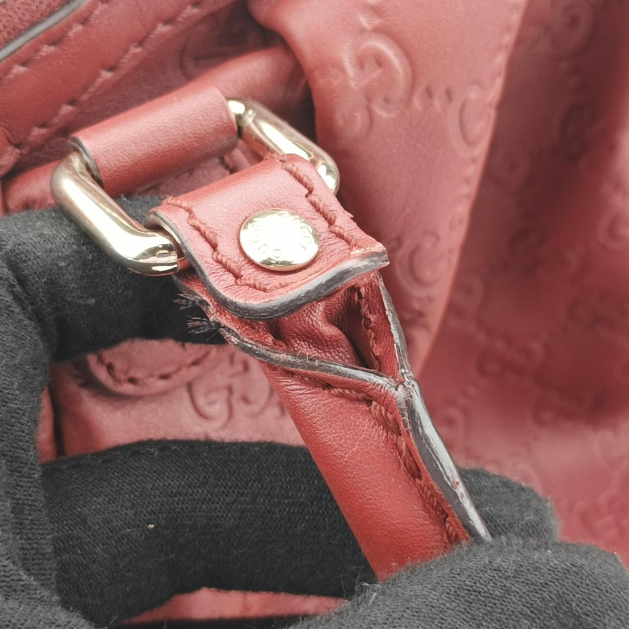 Pre-owned Gucci Sukey GUCCISSIMA Red Leather 223974 shoulderbag | stylenewstar