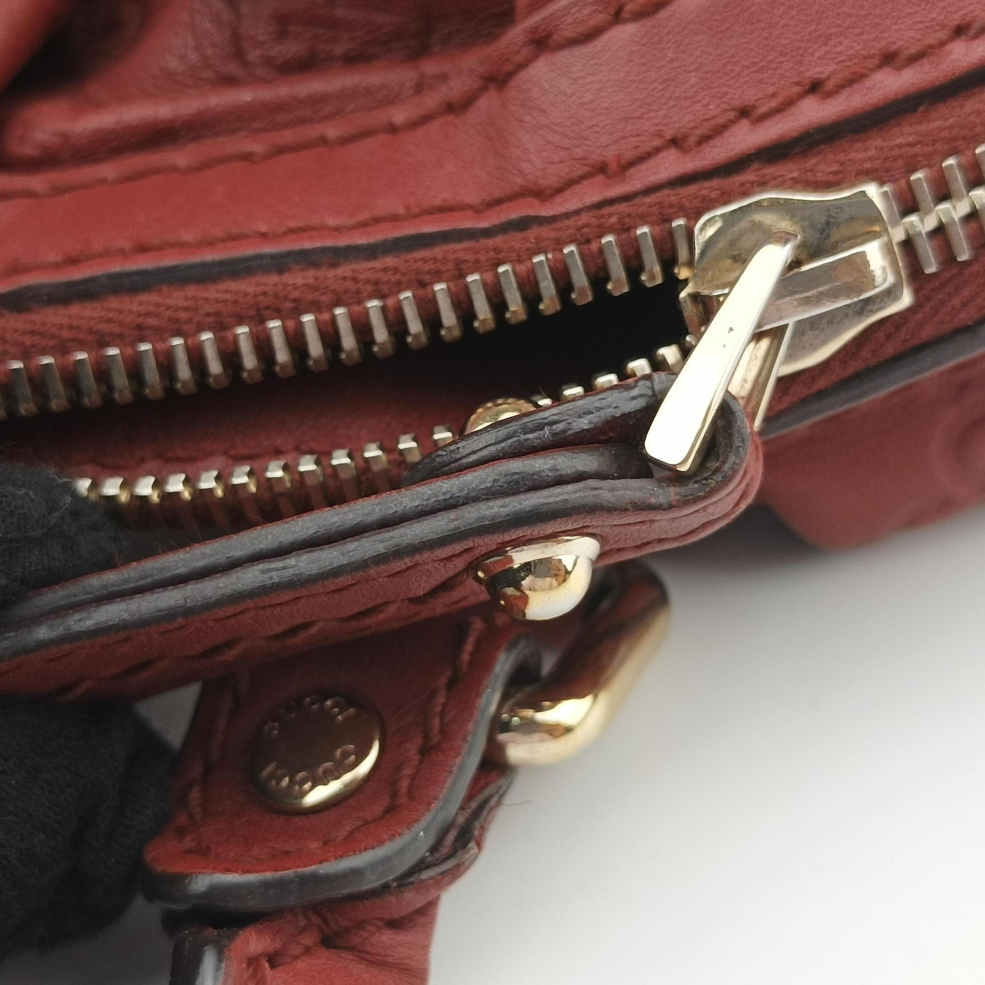 Pre-owned Gucci Sukey GUCCISSIMA Red Leather 223974 shoulderbag | stylenewstar