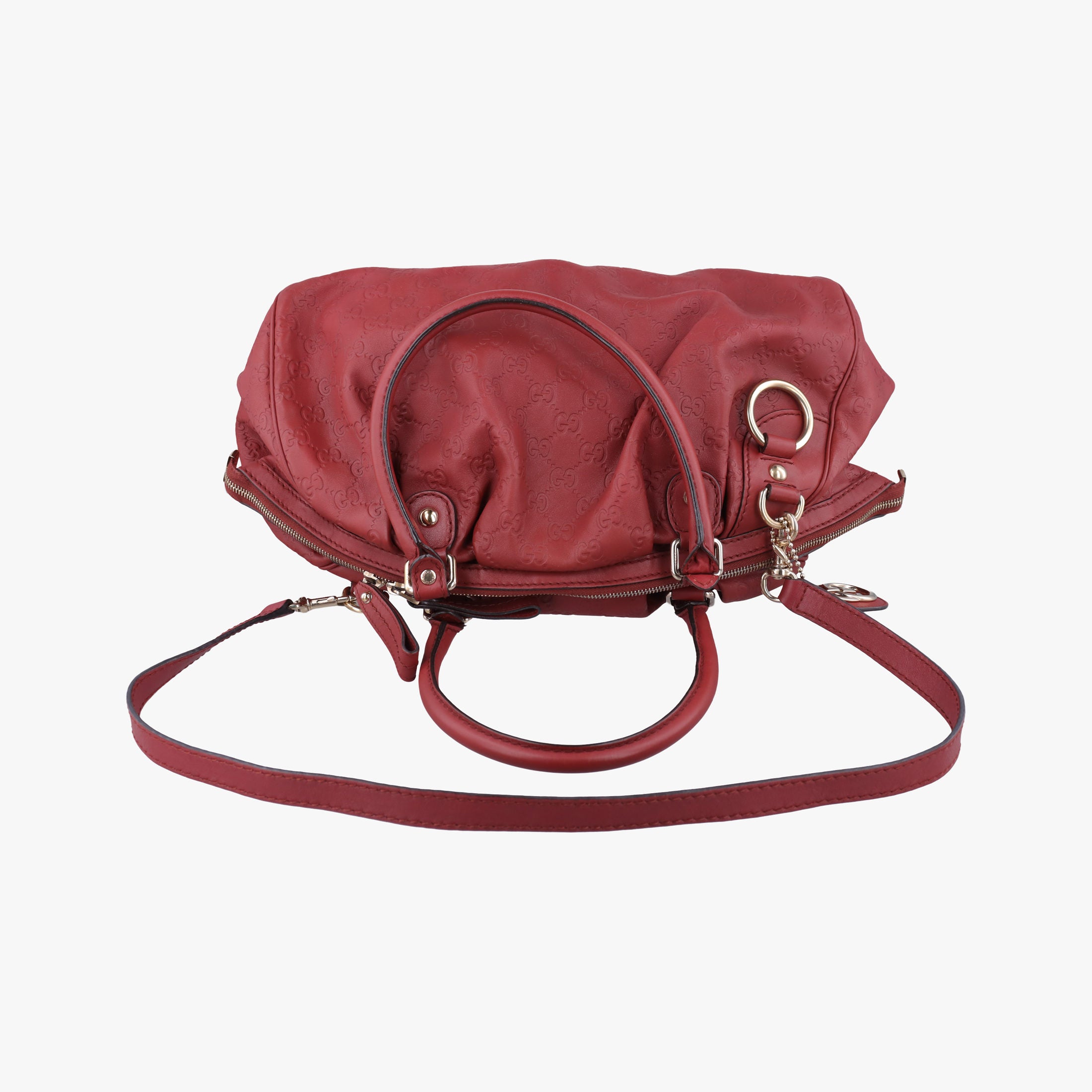 Pre-owned Gucci Sukey GUCCISSIMA Red Leather 223974 shoulderbag | stylenewstar