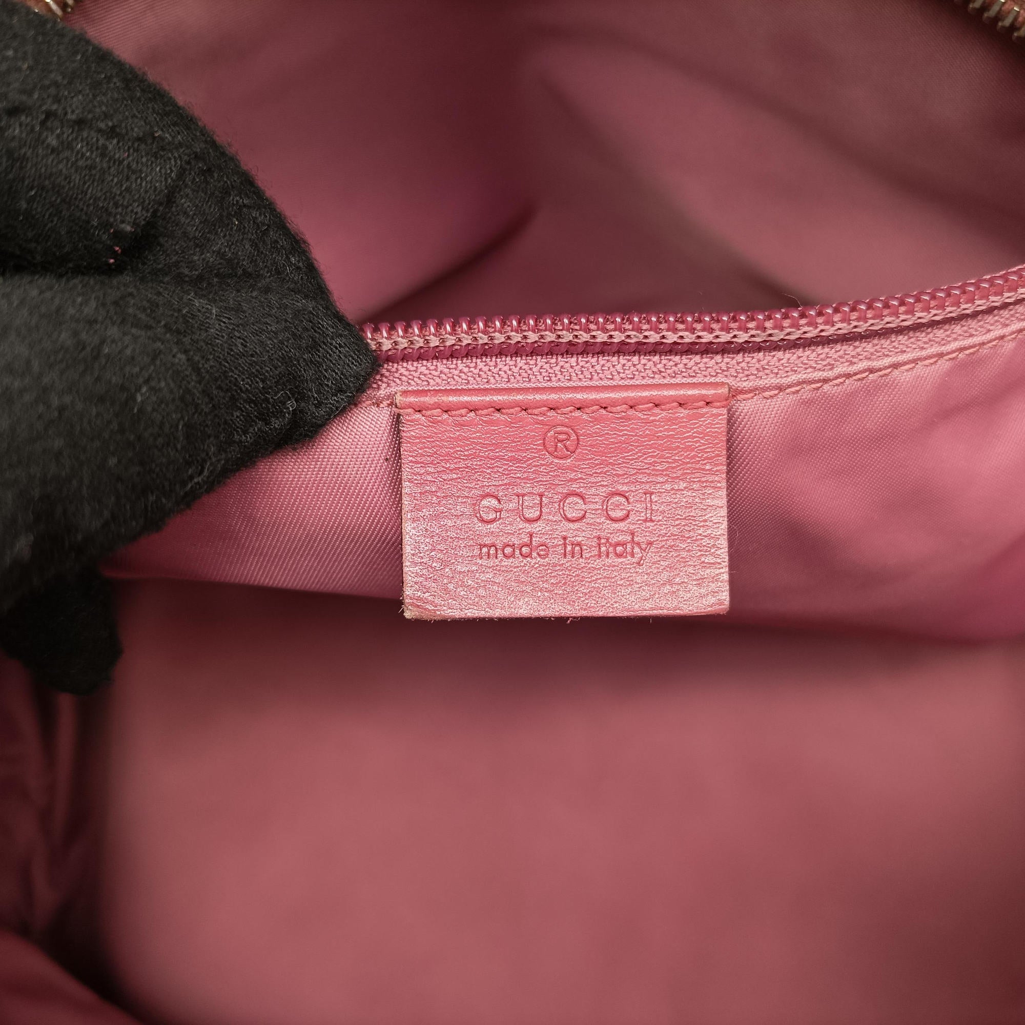 Pre-owned Gucci Guccissima Imprime Pink PVC coated canvas×Leather 211137 handbag | stylenewstar