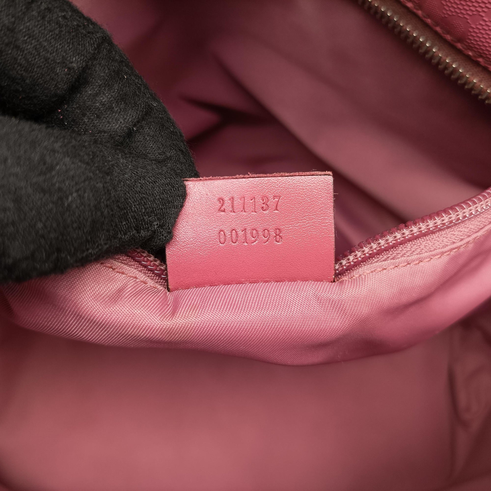 Pre-owned Gucci Guccissima Imprime Pink PVC coated canvas×Leather 211137 handbag | stylenewstar