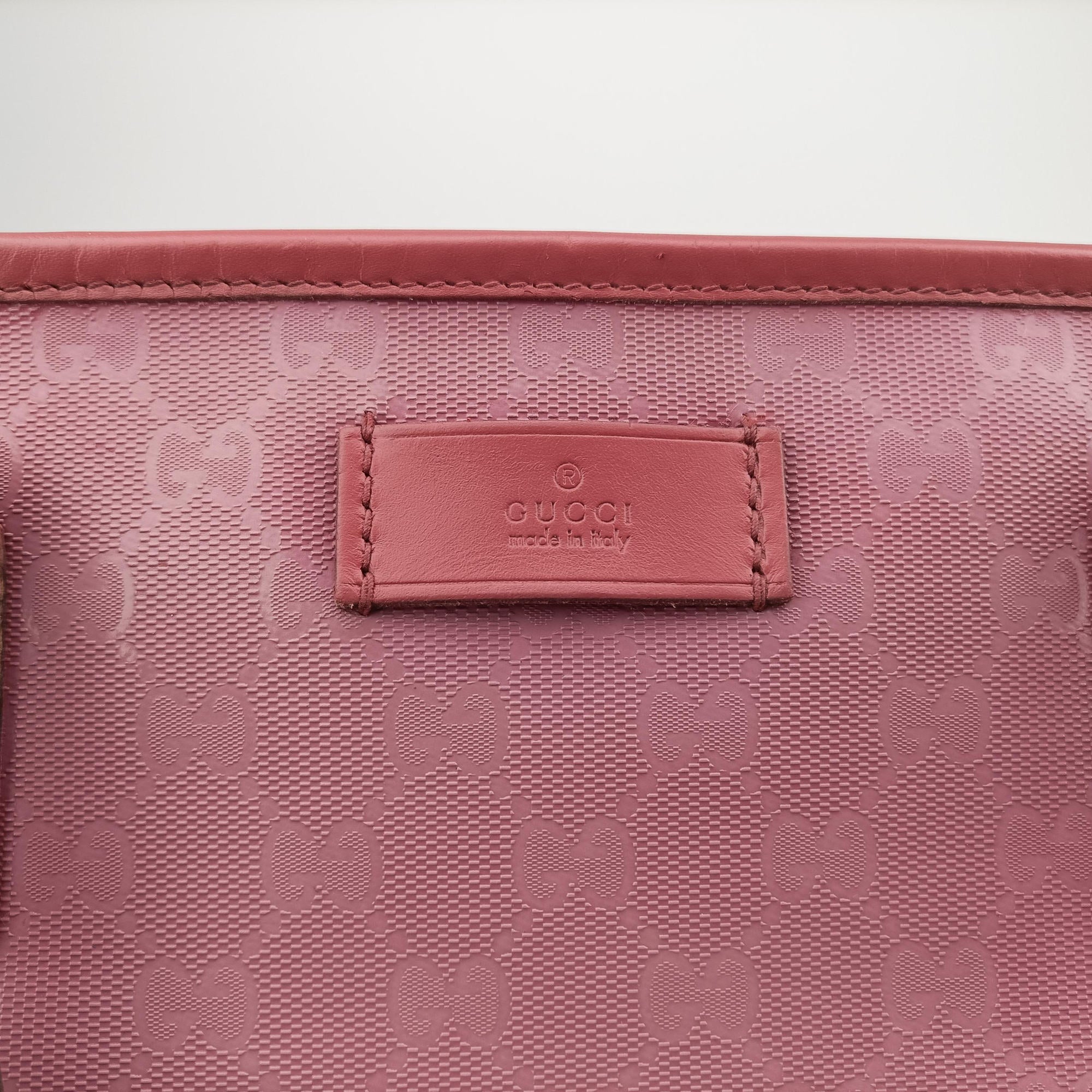 Pre-owned Gucci Guccissima Imprime Pink PVC coated canvas×Leather 211137 handbag | stylenewstar