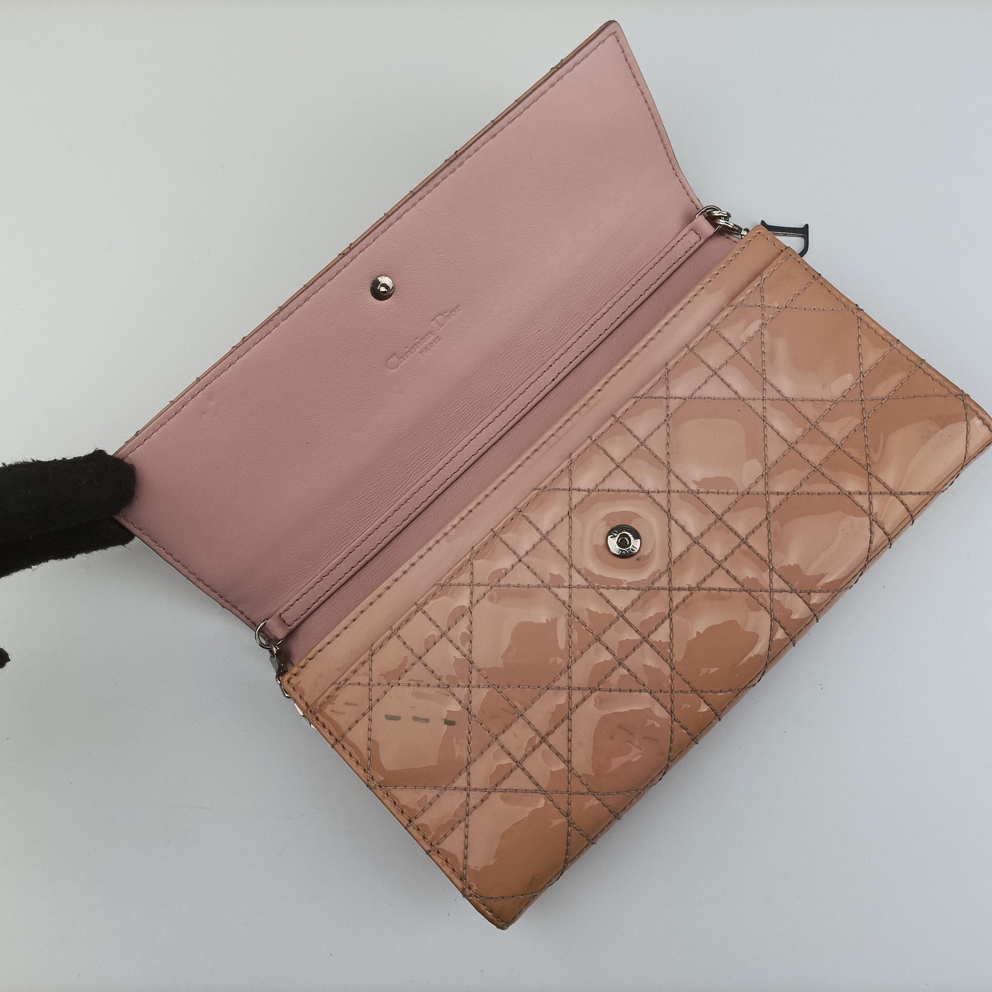 Pre-owned Christian Dior Lady Dior Cannage Yellow×Pink Patent  shoulderbag | stylenewstar
