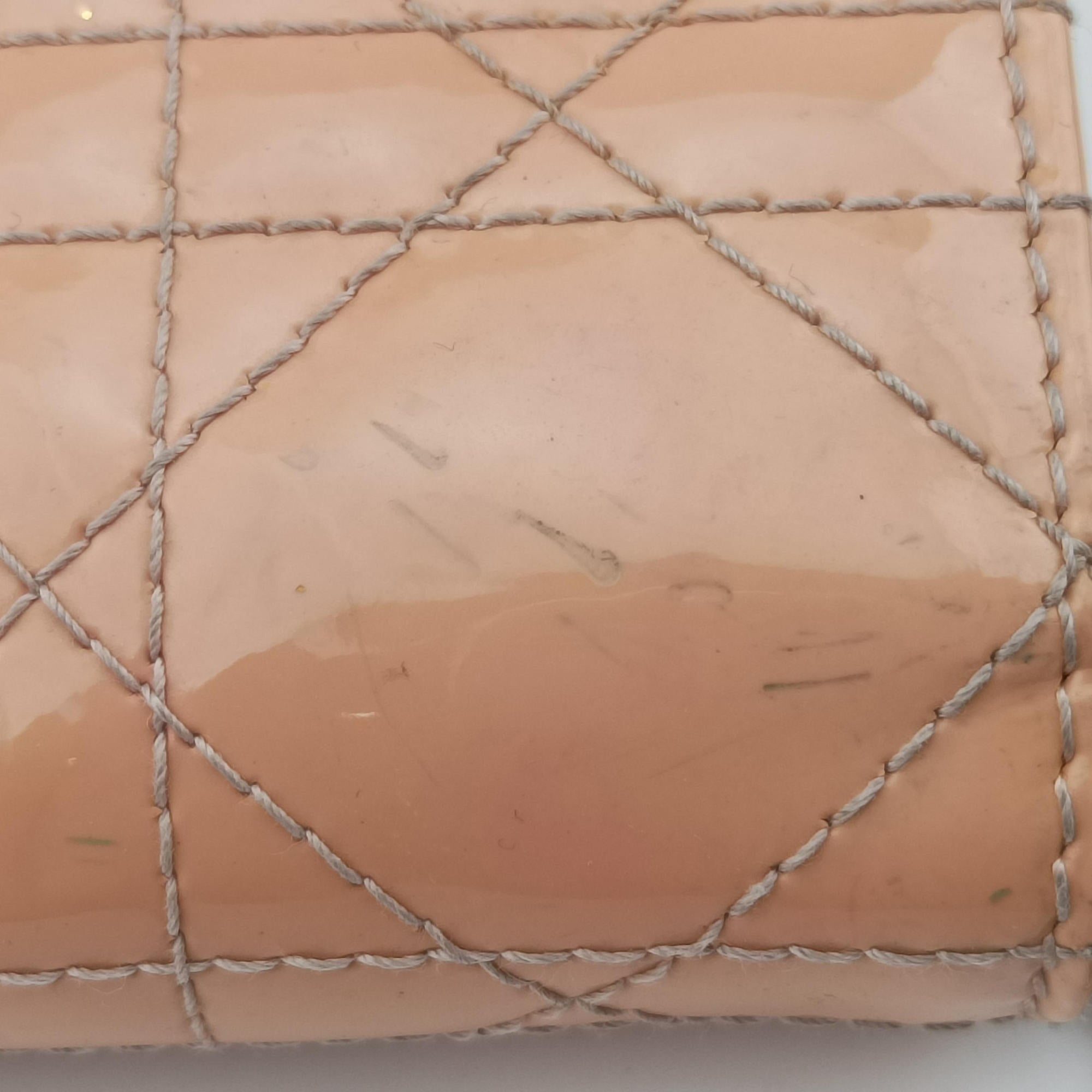 Pre-owned Christian Dior Lady Dior Cannage Yellow×Pink Patent  shoulderbag | stylenewstar