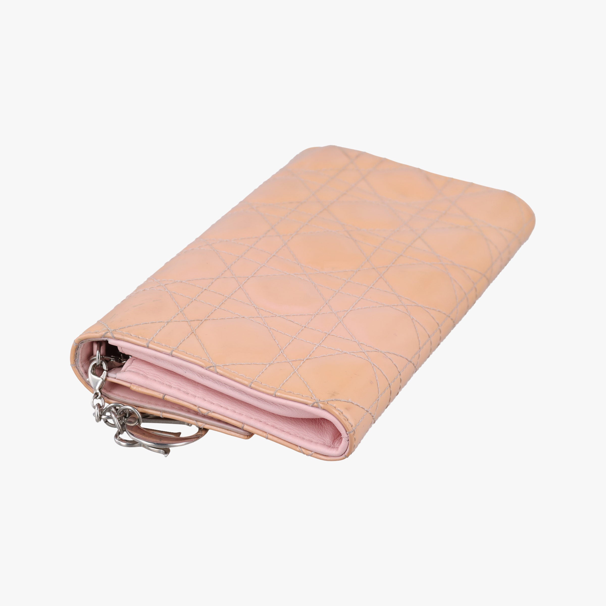 Pre-owned Christian Dior Lady Dior Cannage Yellow×Pink Patent  shoulderbag | stylenewstar
