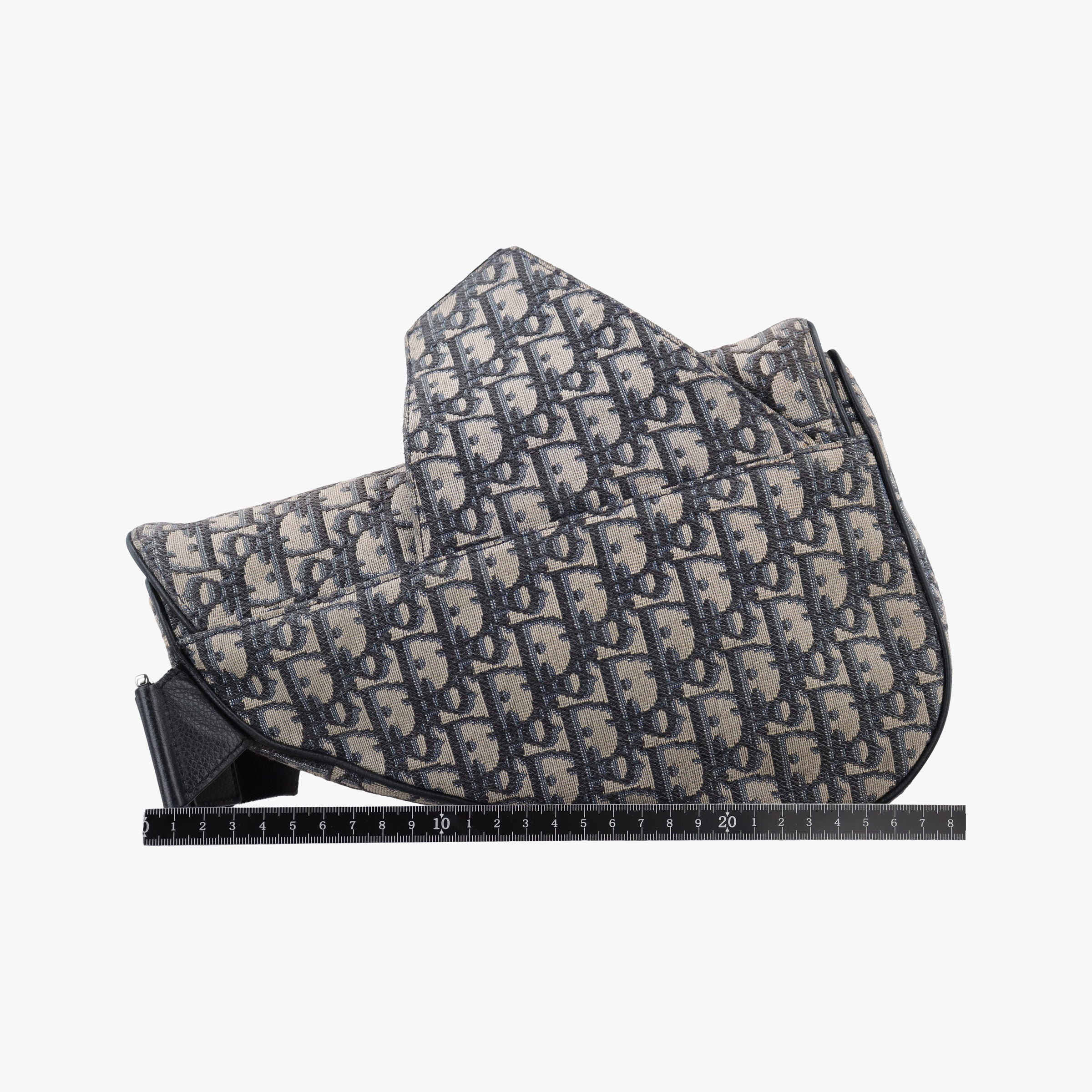 Pre-owned Christian Dior saddle Navy×Gray Jacquard×Leather  bum bag/waist bag | stylenewstar