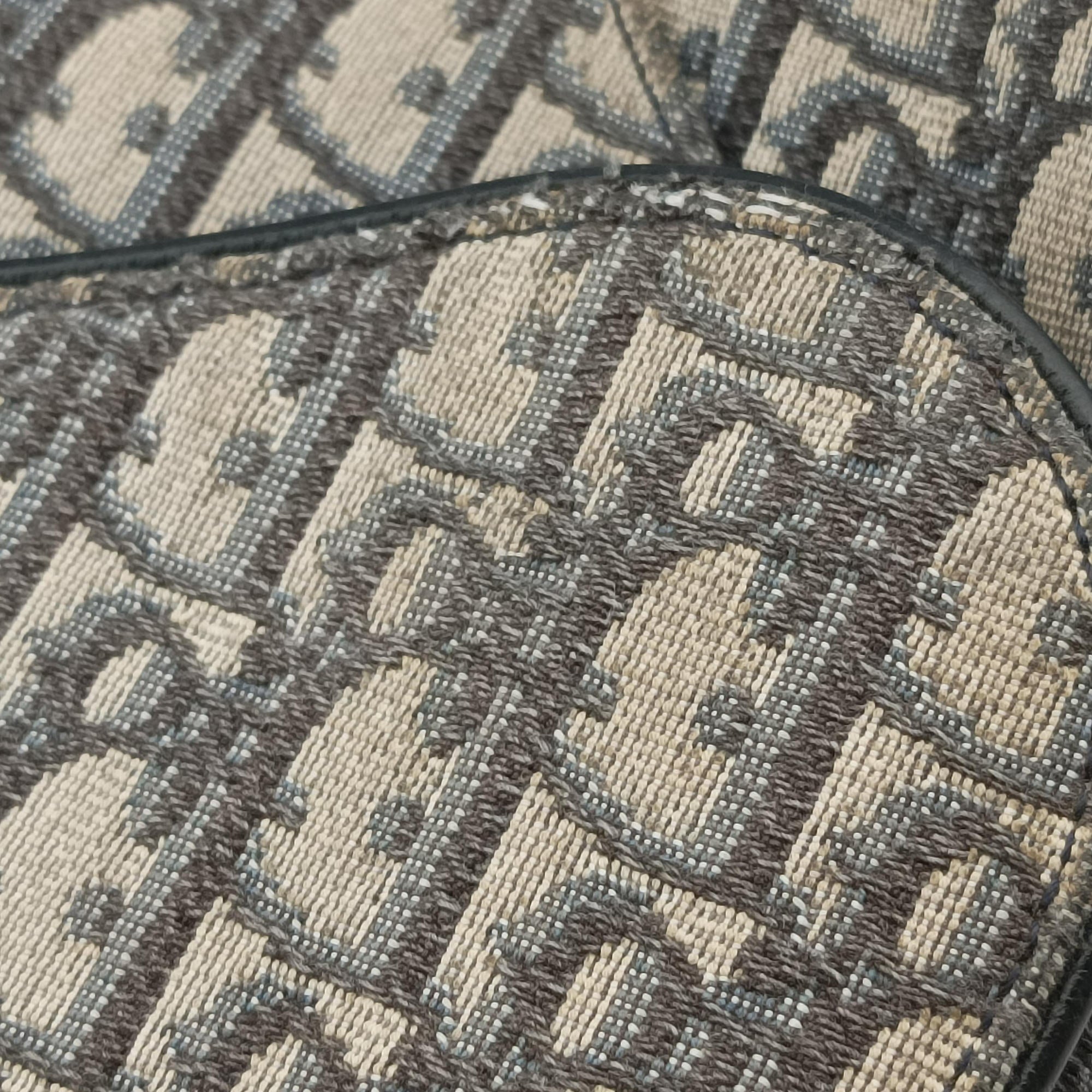 Pre-owned Christian Dior saddle Navy×Gray Jacquard×Leather  bum bag/waist bag | stylenewstar