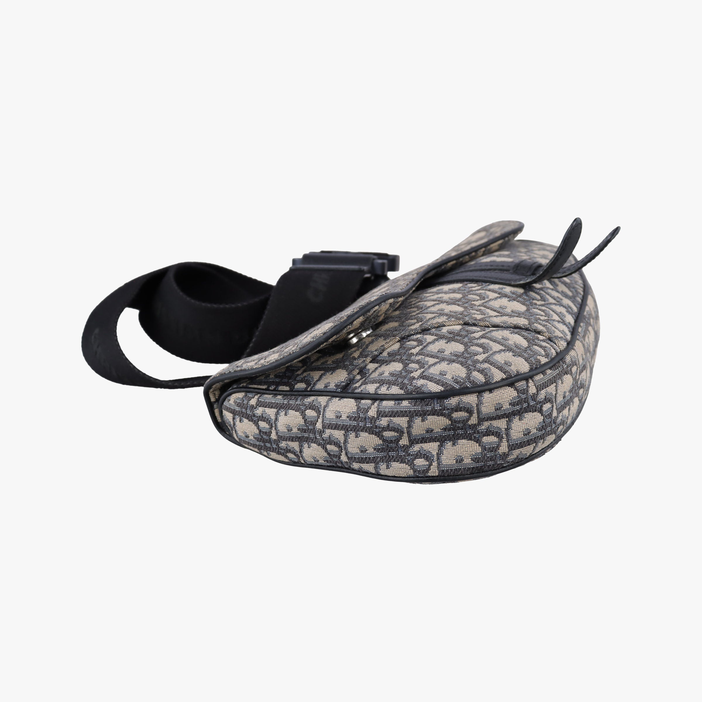 Pre-owned Christian Dior saddle Navy×Gray Jacquard×Leather  bum bag/waist bag | stylenewstar