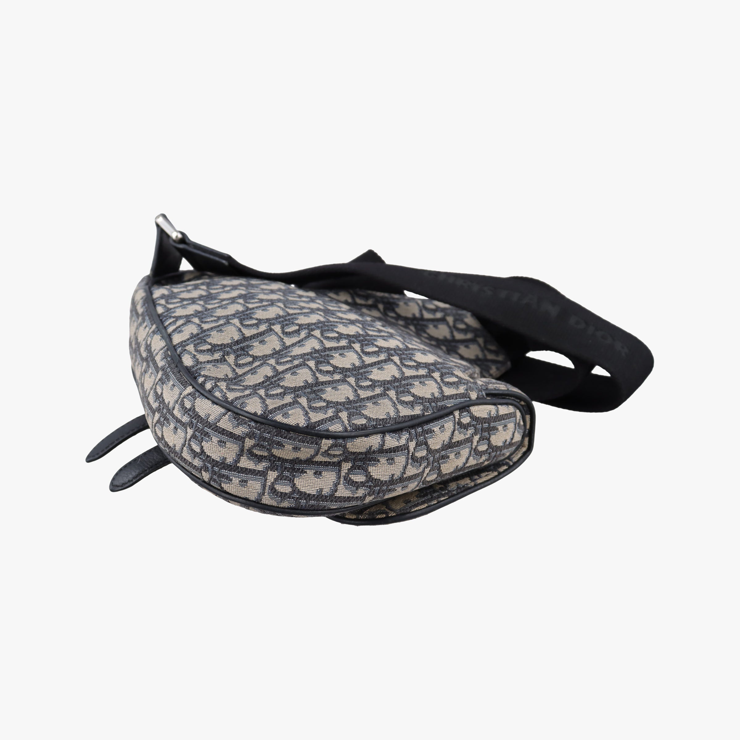 Pre-owned Christian Dior saddle Navy×Gray Jacquard×Leather  bum bag/waist bag | stylenewstar