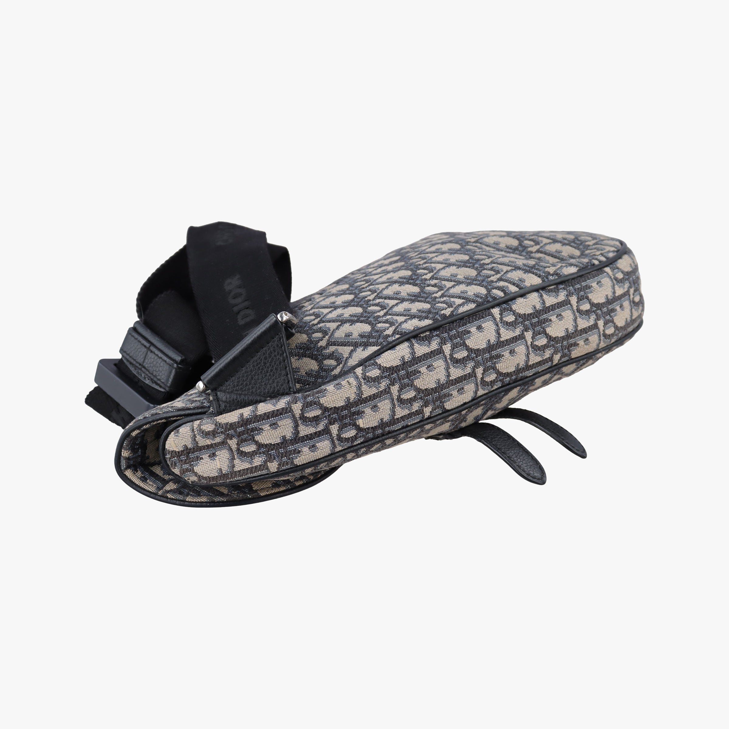 Pre-owned Christian Dior saddle Navy×Gray Jacquard×Leather  bum bag/waist bag | stylenewstar