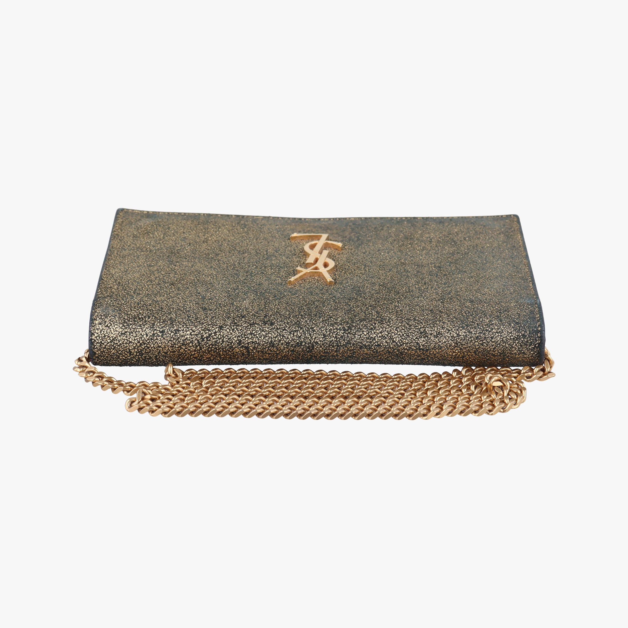 Pre-owned Yves Saint Laurent KATE Golden Leather 377829 shoulderbag | stylenewstar