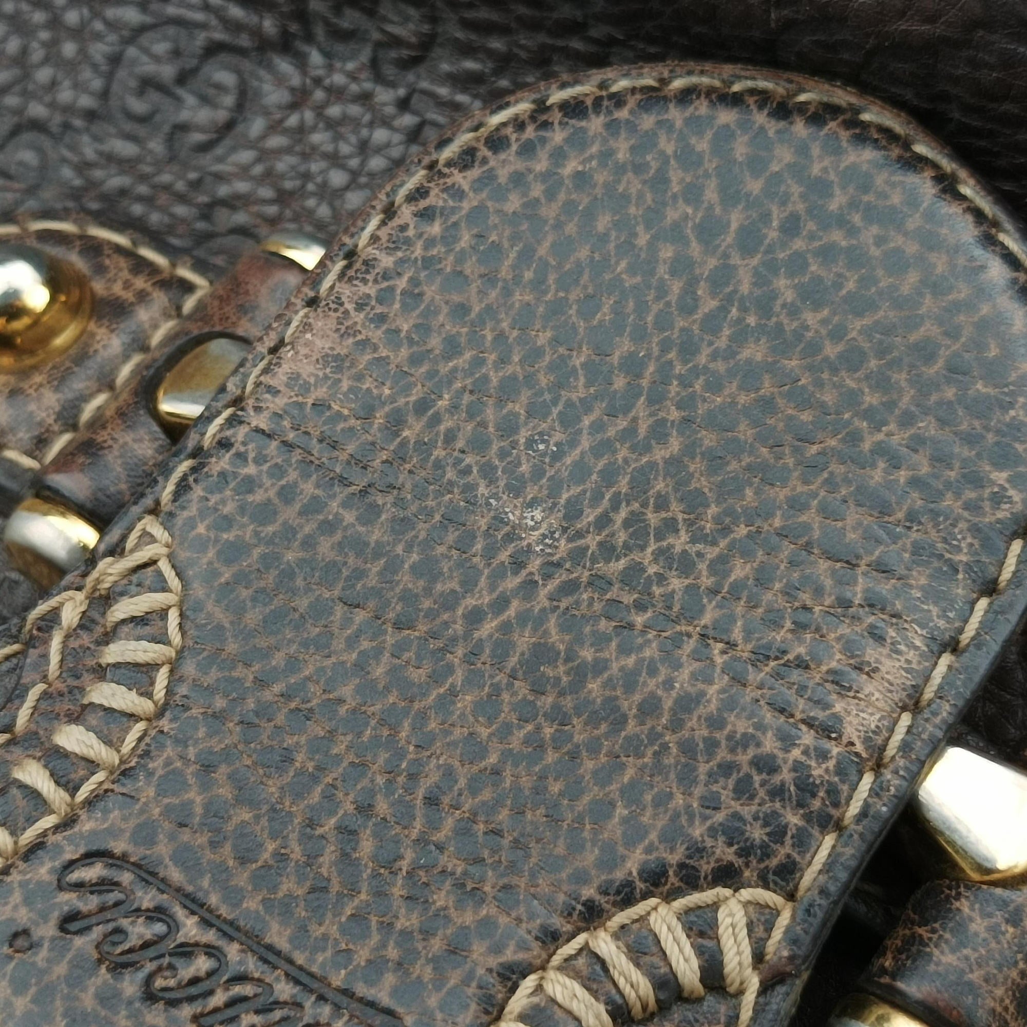 Pre-owned Gucci Guccissima New Pelham horsebit Brown leather 223956 handbag | stylenewstar