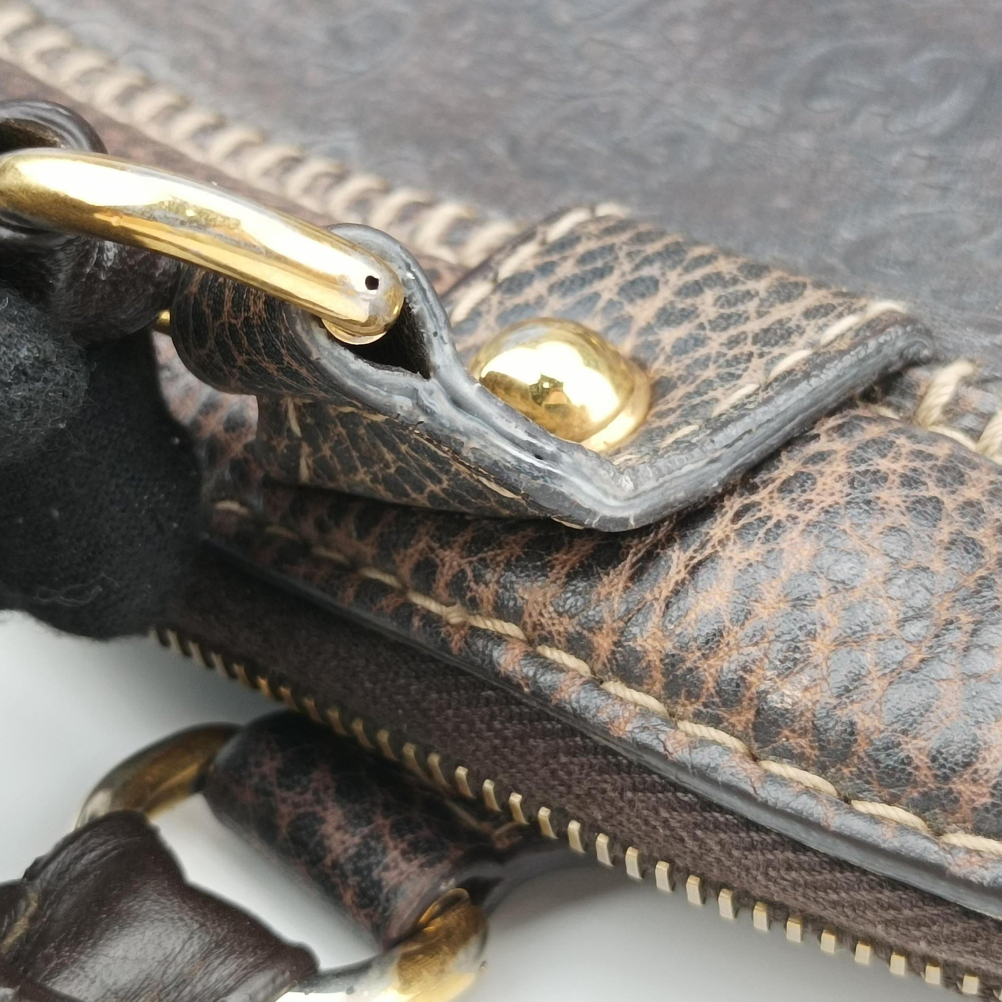 Pre-owned Gucci Guccissima New Pelham horsebit Brown leather 223956 handbag | stylenewstar