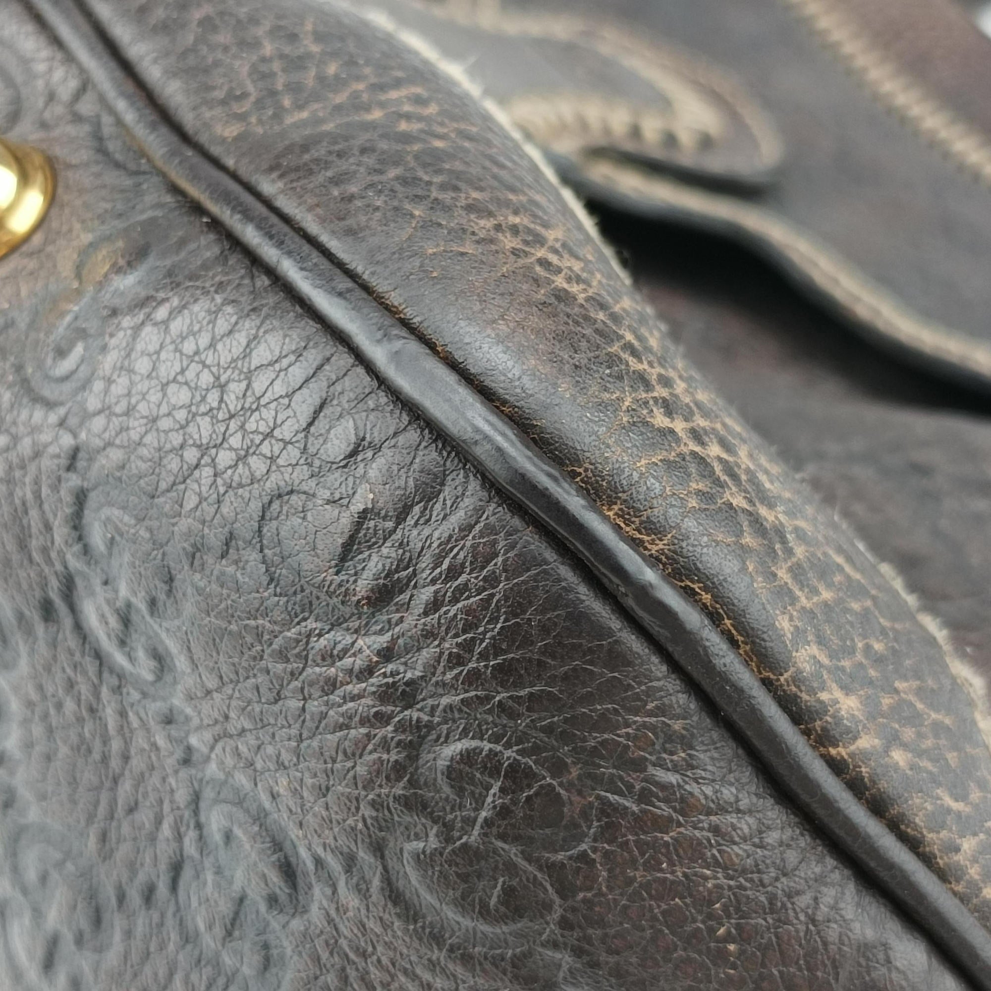 Pre-owned Gucci Guccissima New Pelham horsebit Brown leather 223956 handbag | stylenewstar