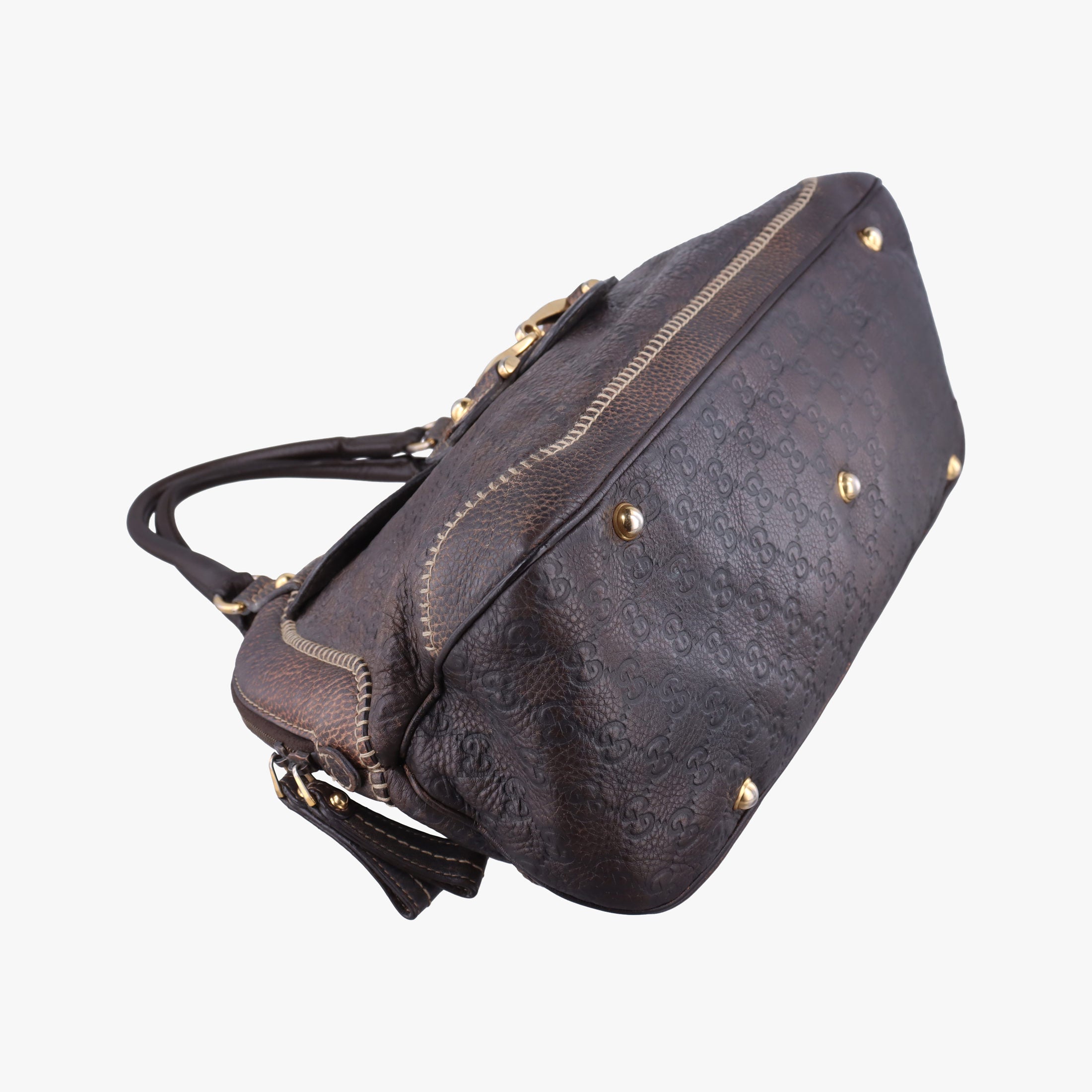 Pre-owned Gucci Guccissima New Pelham horsebit Brown leather 223956 handbag | stylenewstar