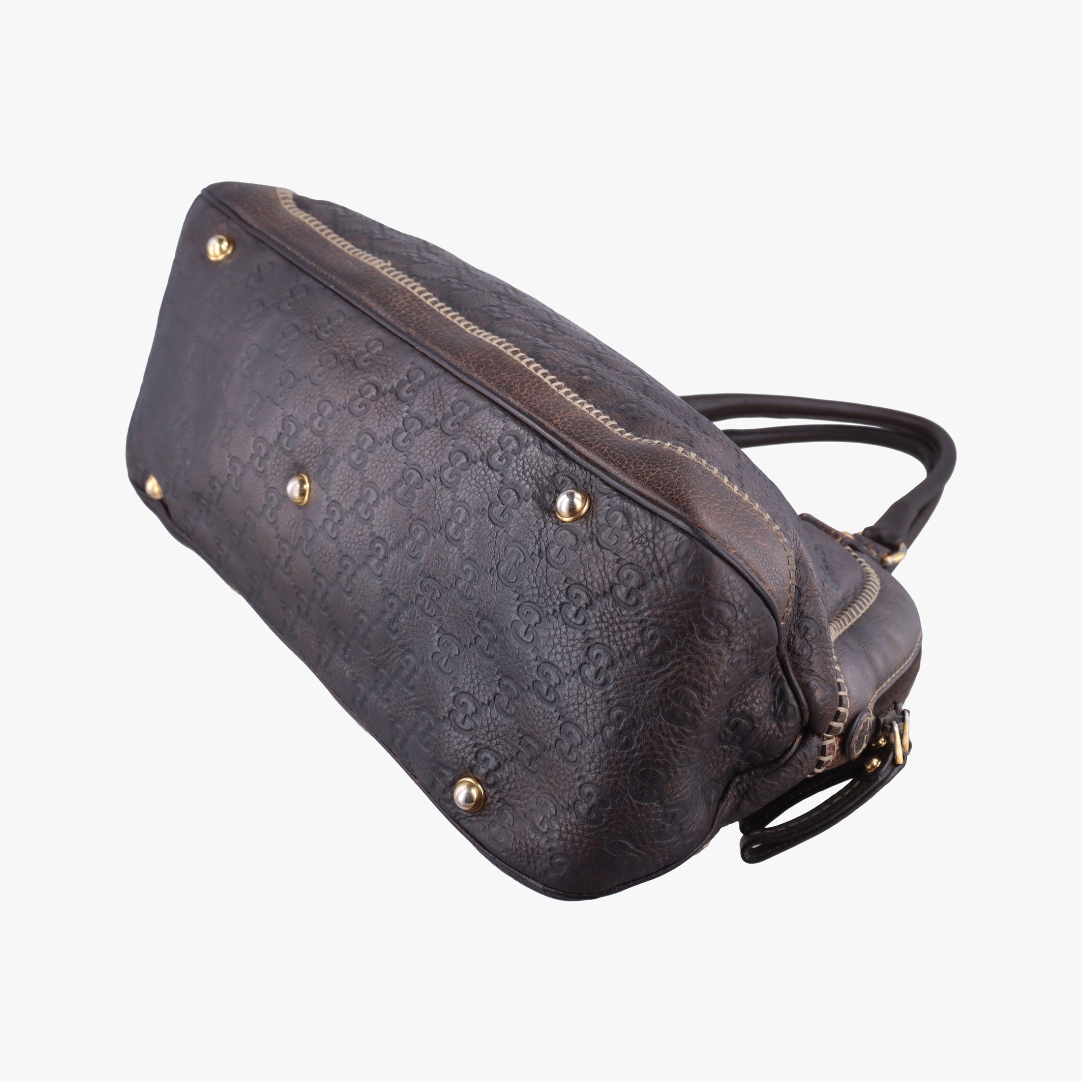 Pre-owned Gucci Guccissima New Pelham horsebit Brown leather 223956 handbag | stylenewstar