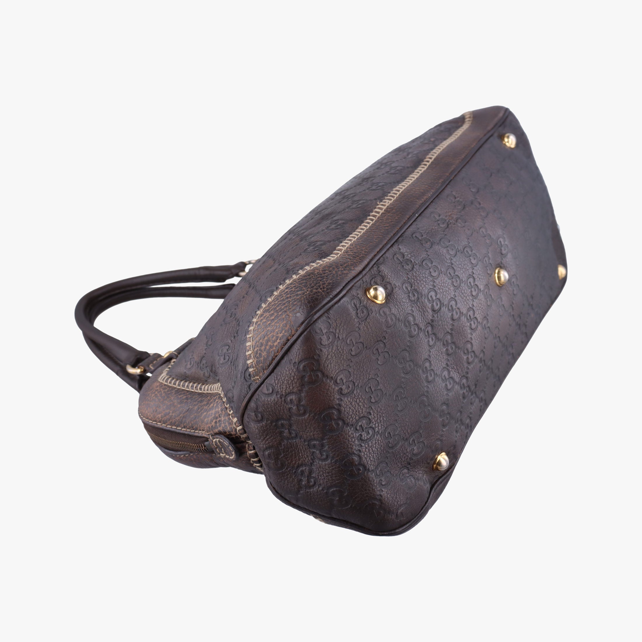 Pre-owned Gucci Guccissima New Pelham horsebit Brown leather 223956 handbag | stylenewstar