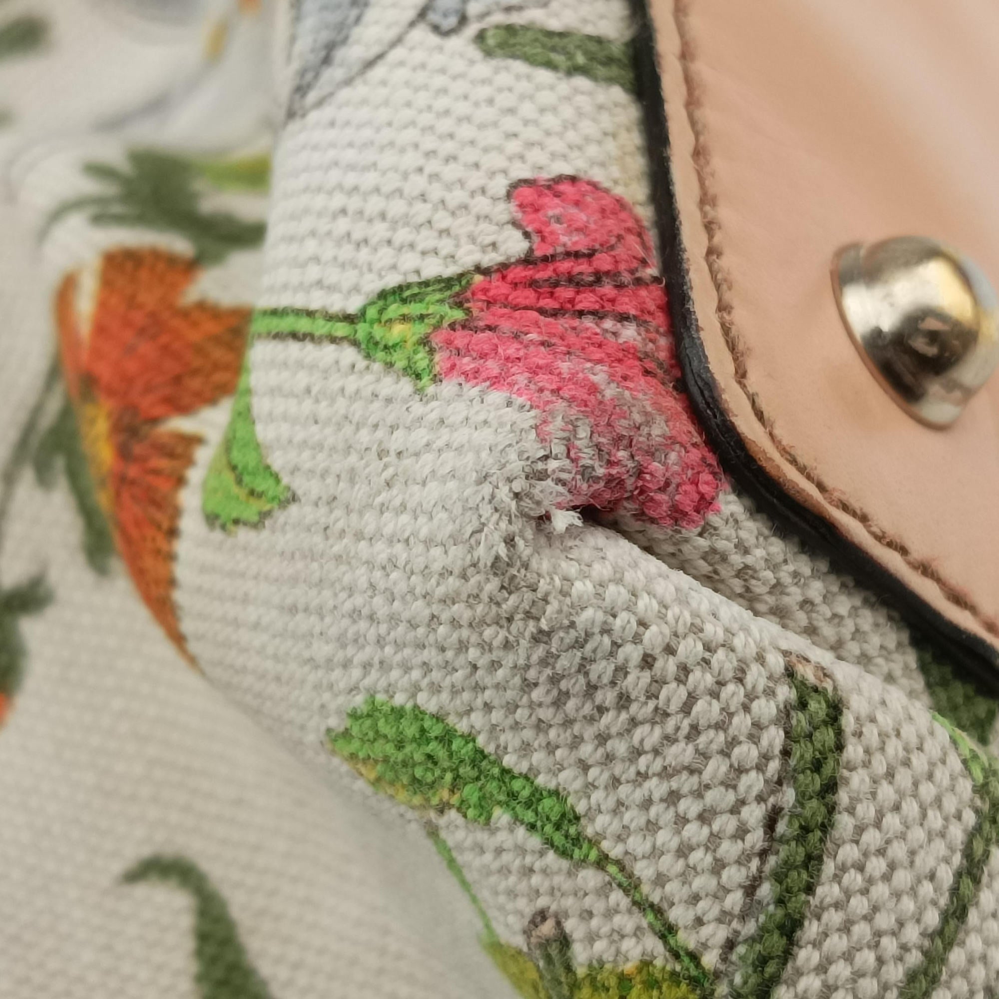 Pre-owned Gucci Bamboo Floral White×Multicolour Canvas×Leather 140203 handbag | stylenewstar