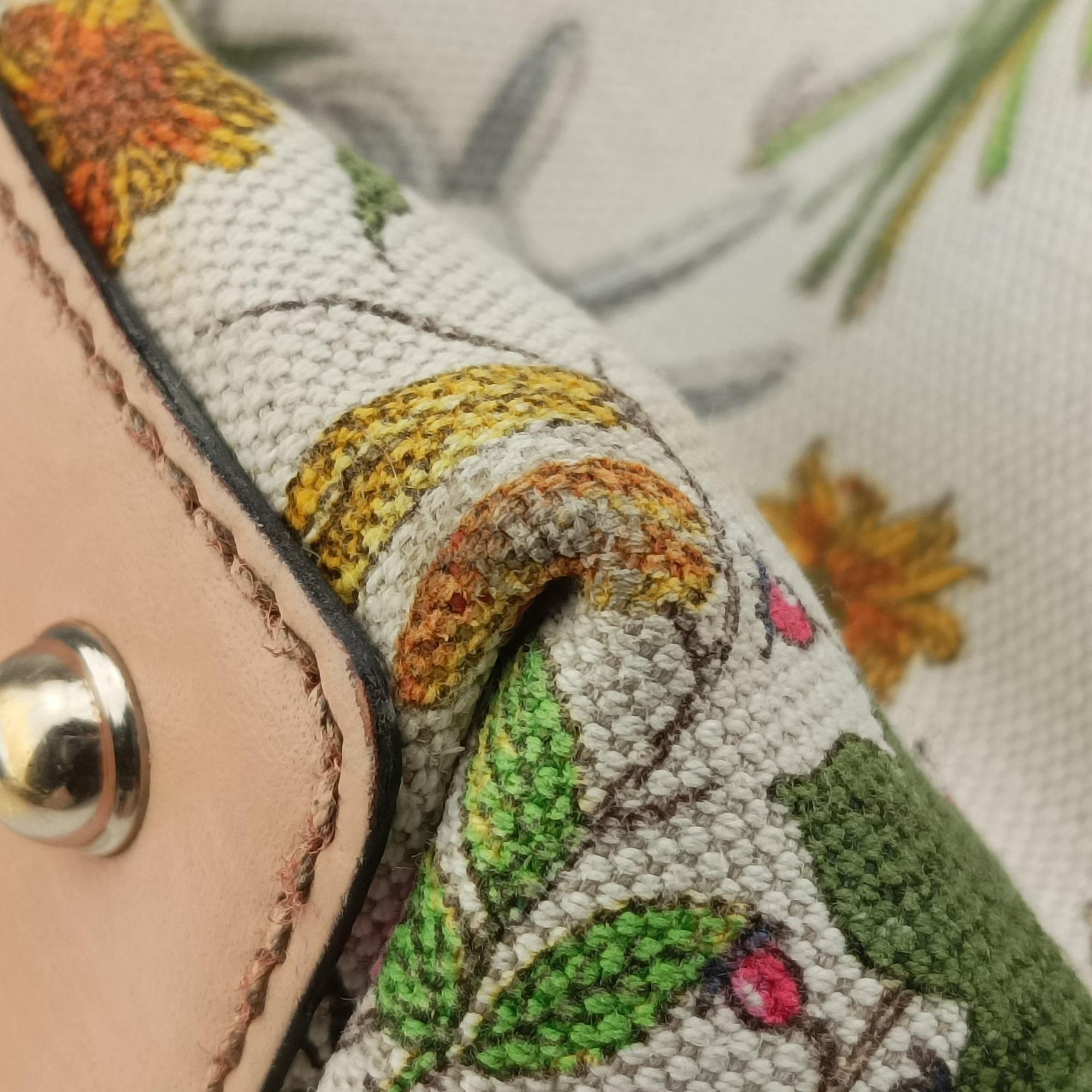Pre-owned Gucci Bamboo Floral White×Multicolour Canvas×Leather 140203 handbag | stylenewstar