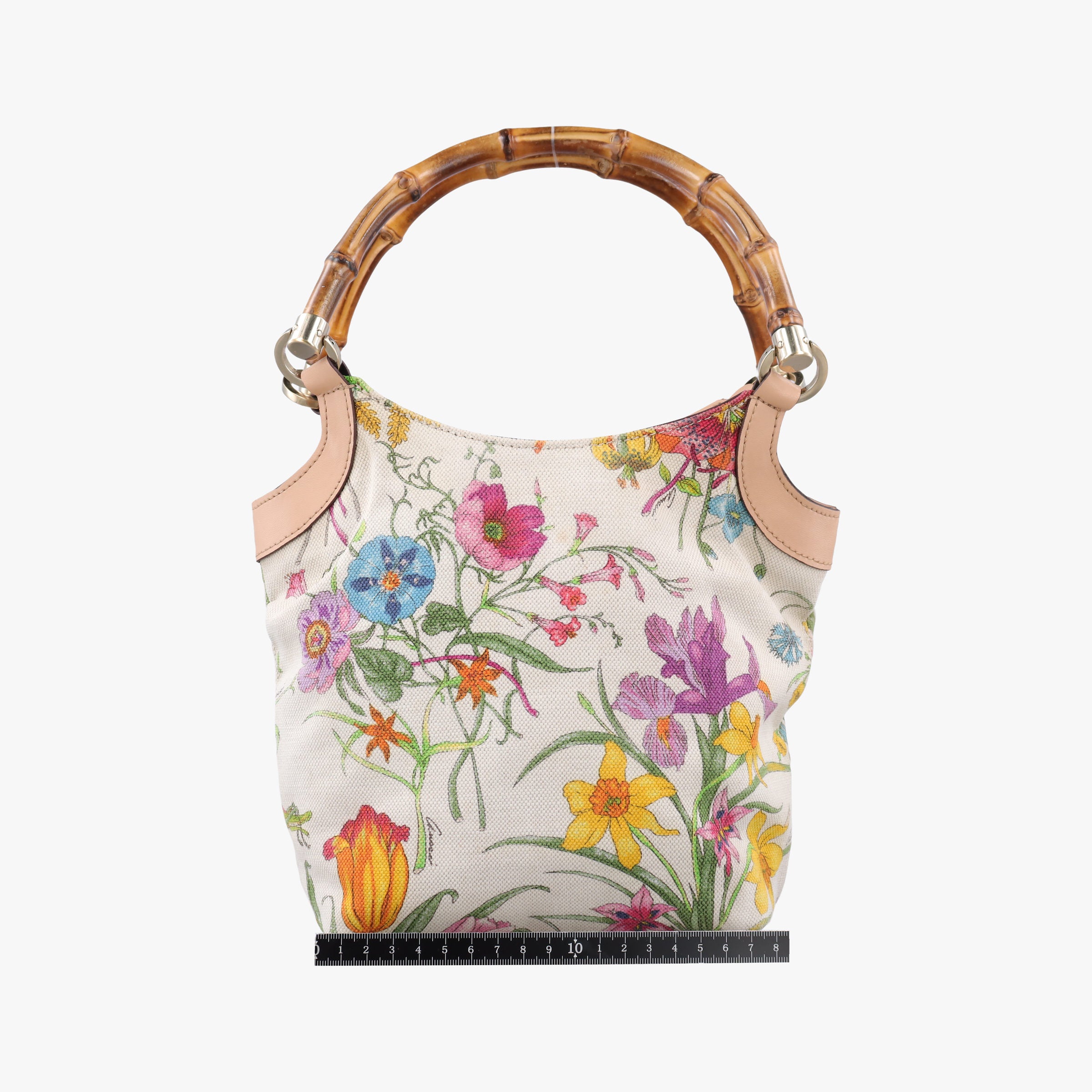 Pre-owned Gucci Bamboo Floral White×Multicolour Canvas×Leather 140203 handbag | stylenewstar