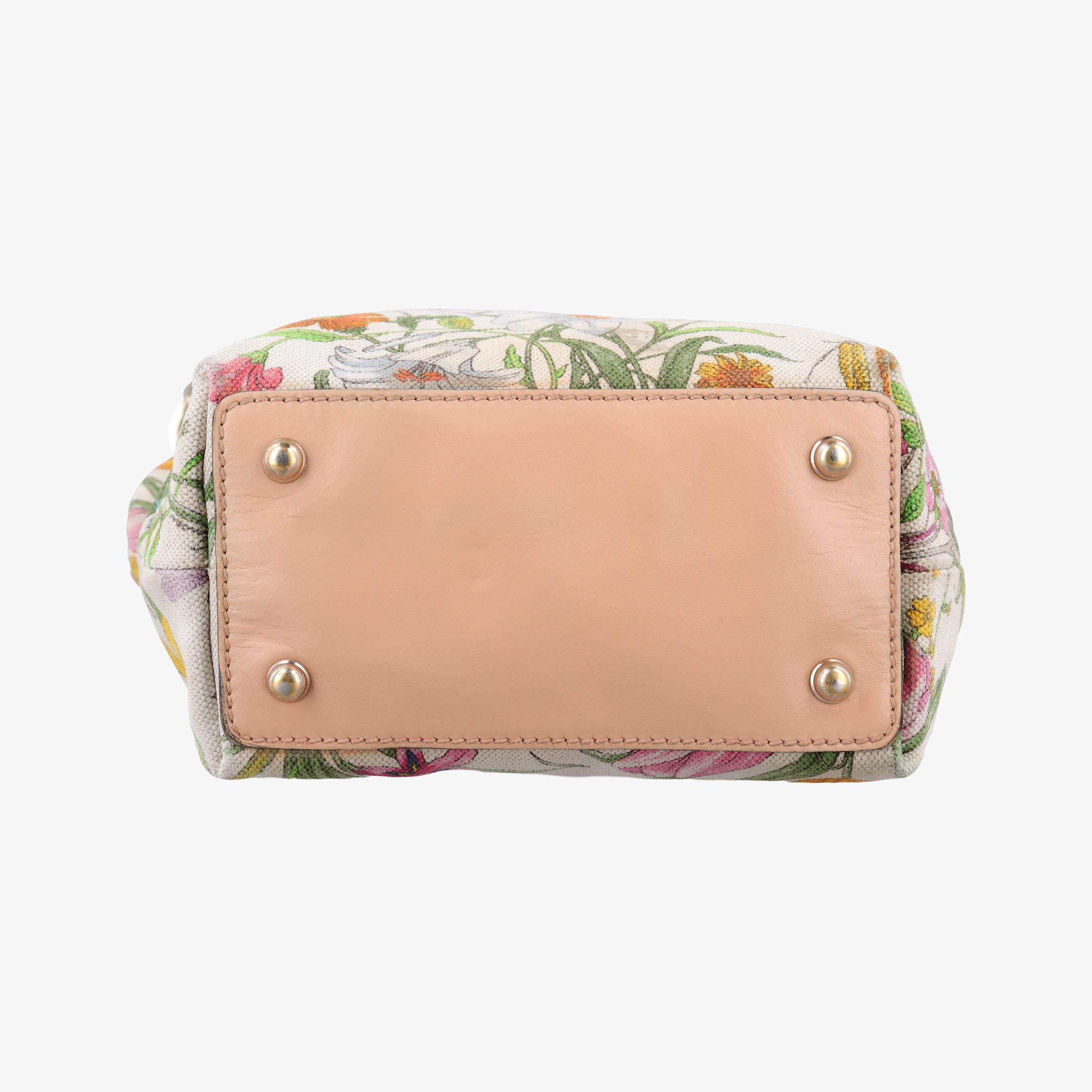 Pre-owned Gucci Bamboo Floral White×Multicolour Canvas×Leather 140203 handbag | stylenewstar