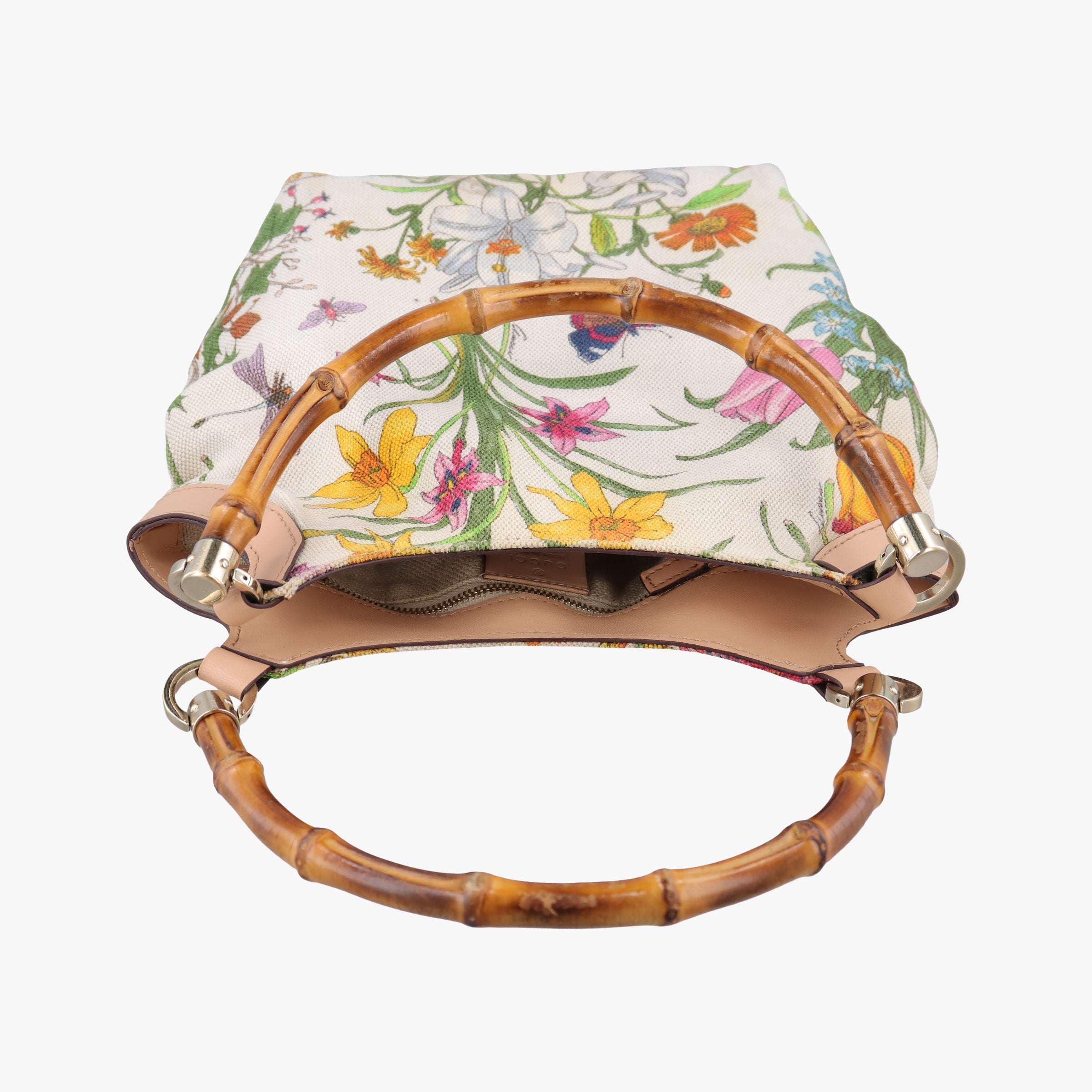 Pre-owned Gucci Bamboo Floral White×Multicolour Canvas×Leather 140203 handbag | stylenewstar