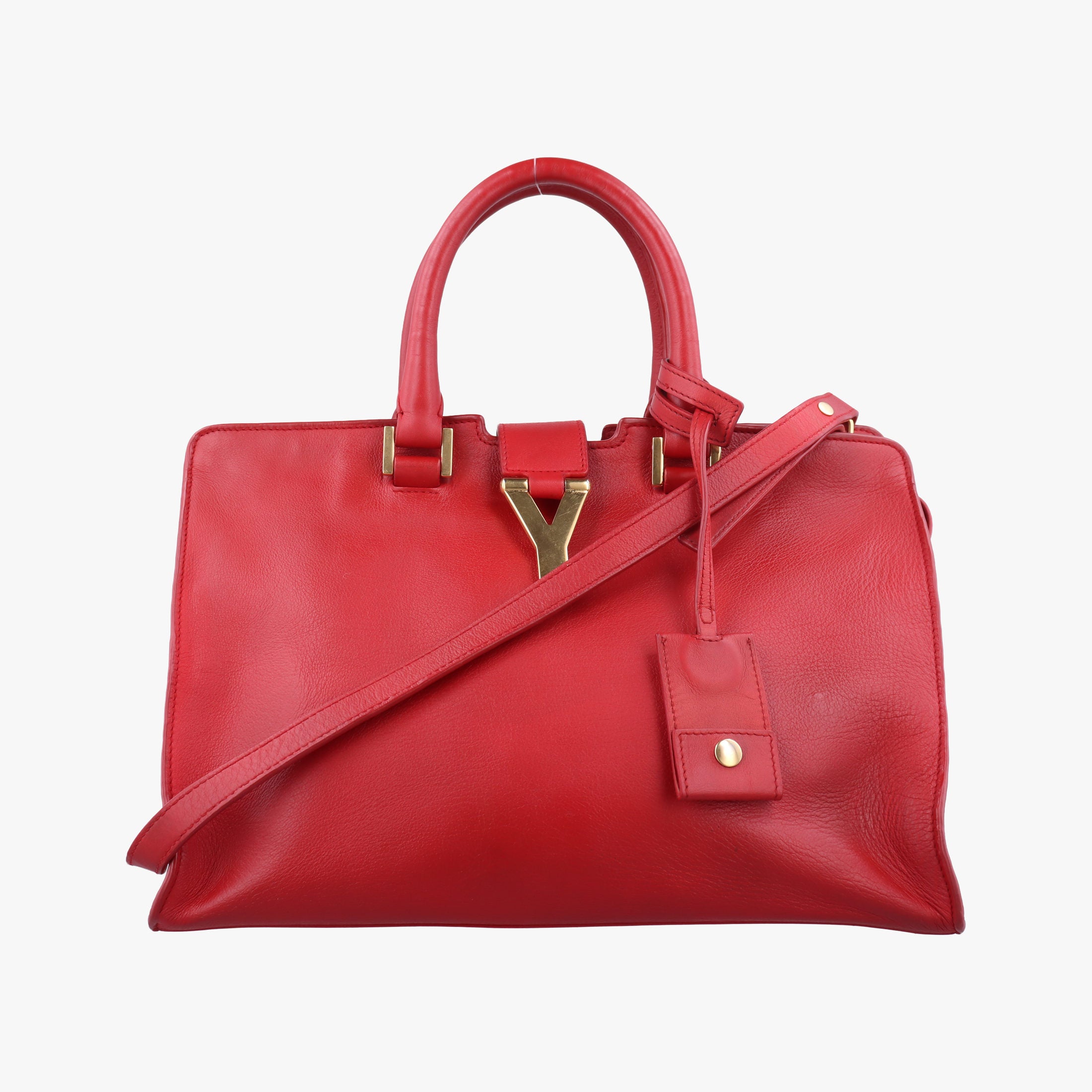 Pre-owned Yves Saint Laurent Y Ligne Petit Cabas Red Leather 311210 shoulderbag | stylenewstar