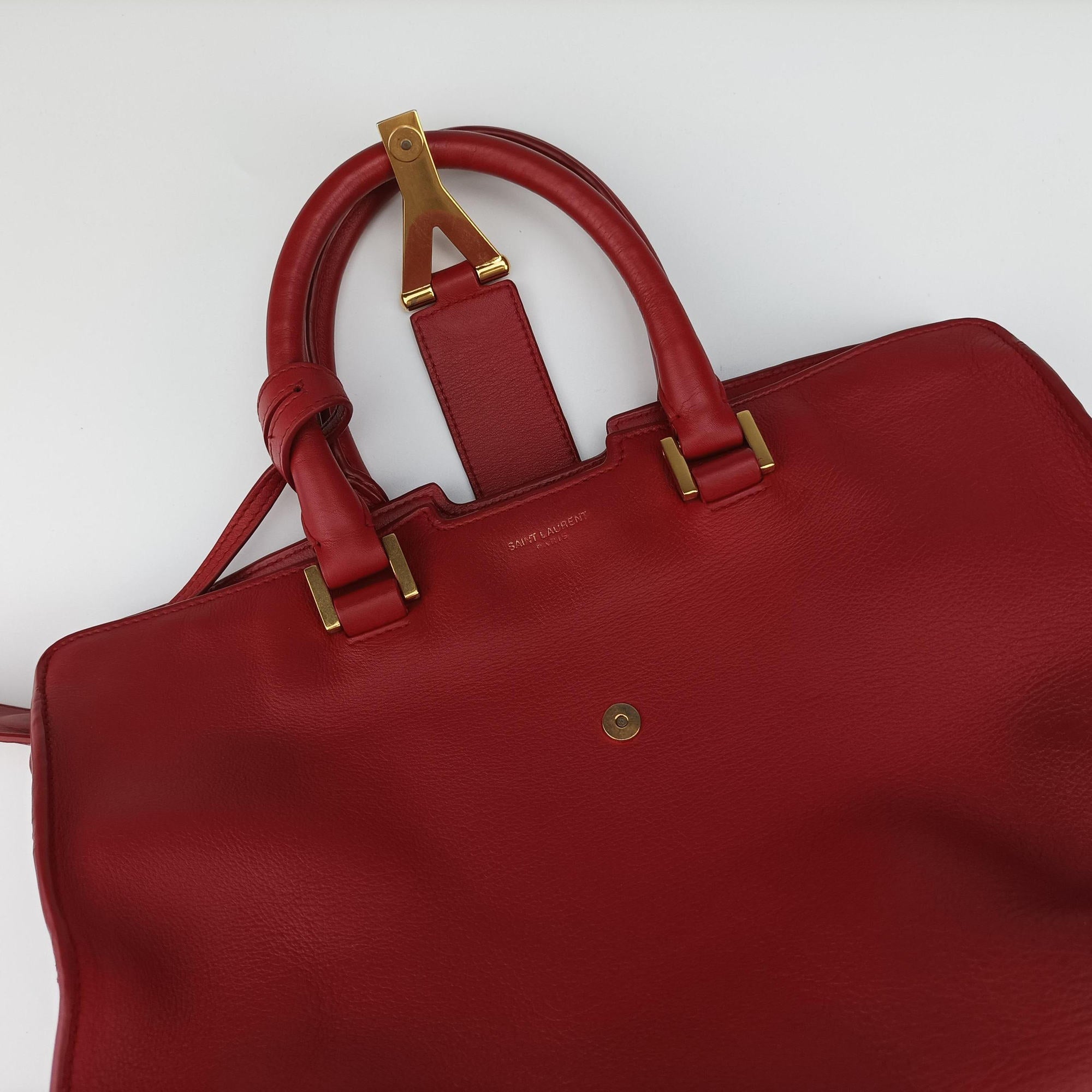 Pre-owned Yves Saint Laurent Y Ligne Petit Cabas Red Leather 311210 shoulderbag | stylenewstar