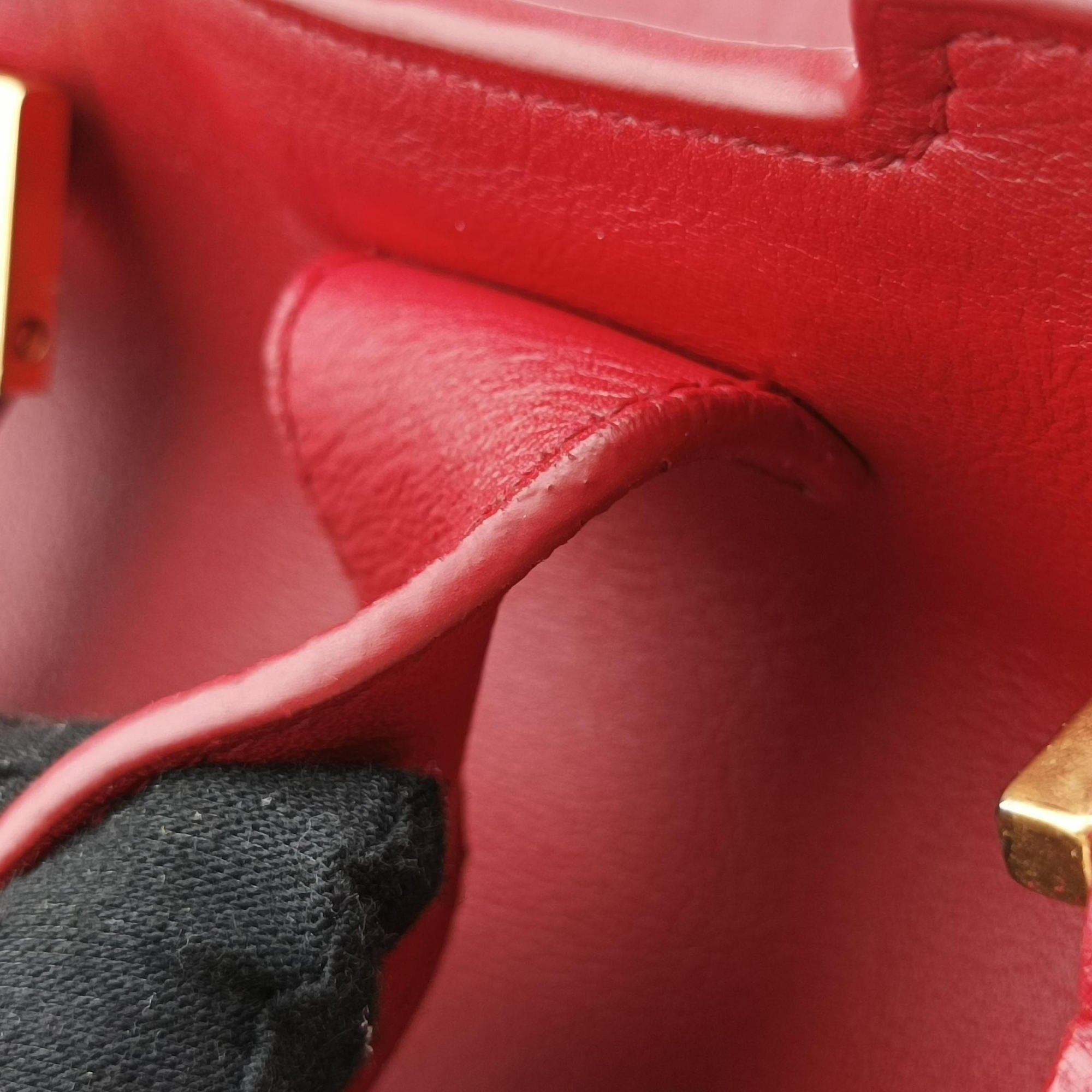 Pre-owned Yves Saint Laurent Y Ligne Petit Cabas Red Leather 311210 shoulderbag | stylenewstar