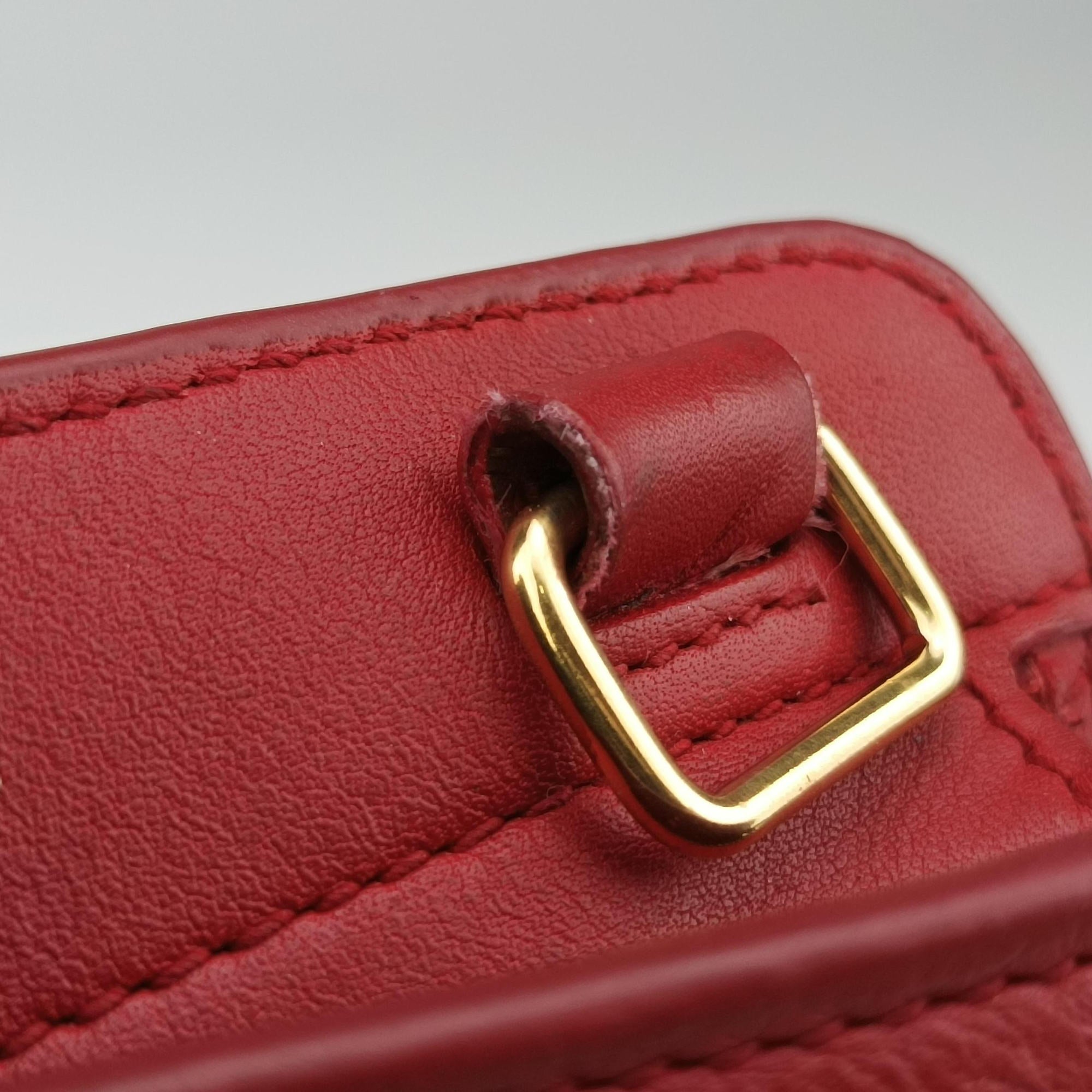 Pre-owned Yves Saint Laurent Y Ligne Petit Cabas Red Leather 311210 shoulderbag | stylenewstar