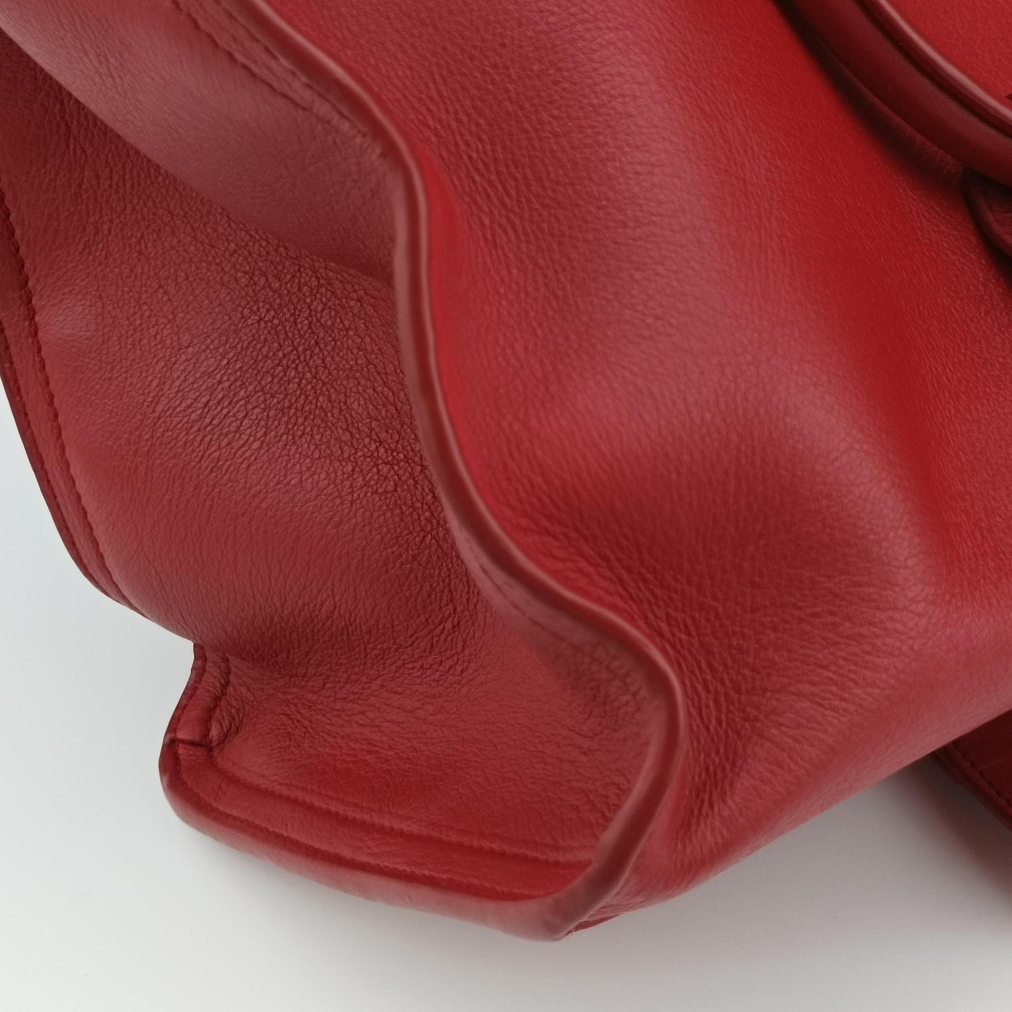 Pre-owned Yves Saint Laurent Y Ligne Petit Cabas Red Leather 311210 shoulderbag | stylenewstar
