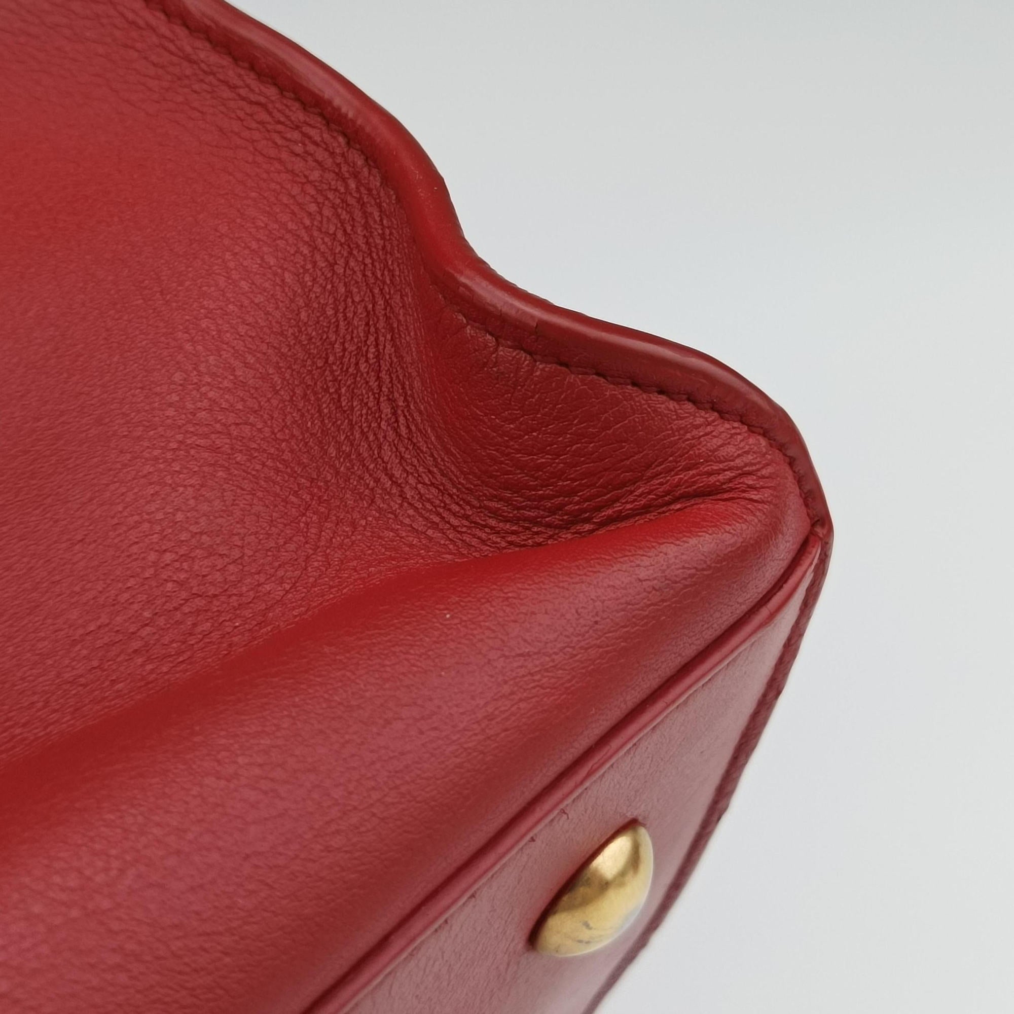 Pre-owned Yves Saint Laurent Y Ligne Petit Cabas Red Leather 311210 shoulderbag | stylenewstar