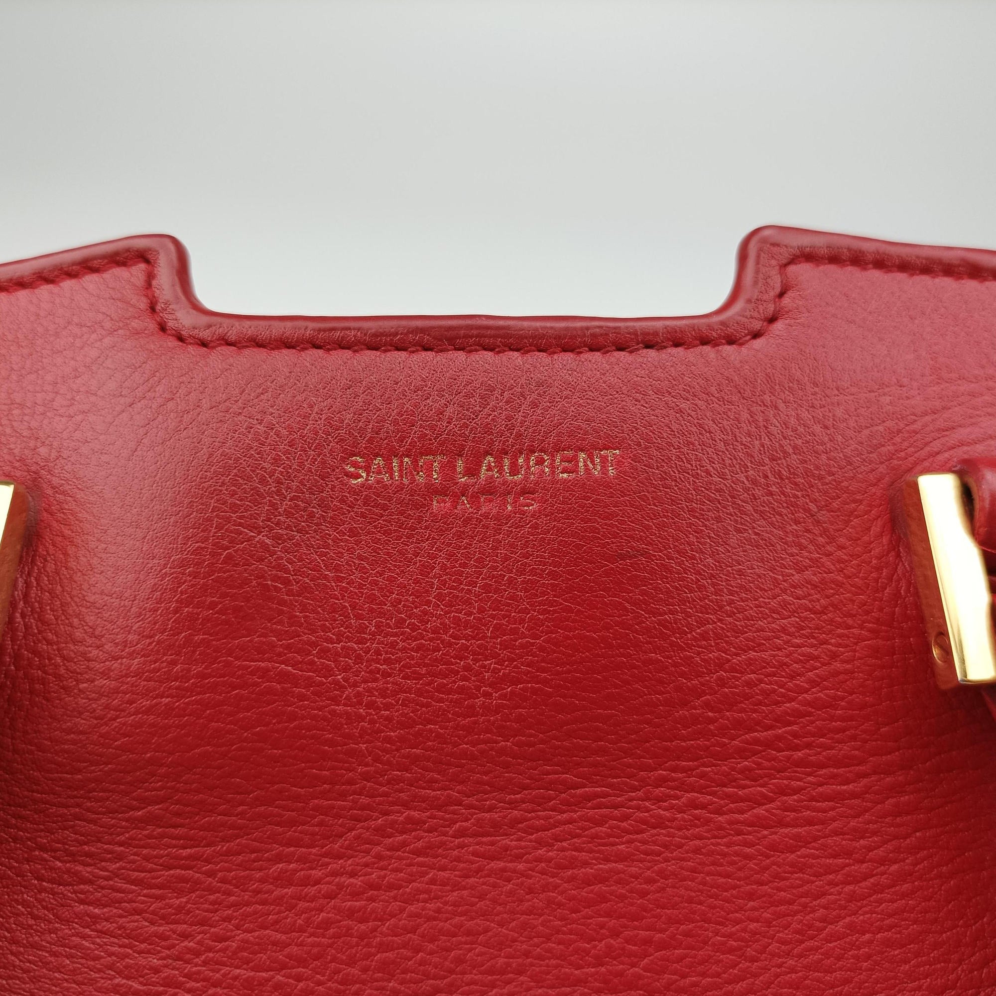 Pre-owned Yves Saint Laurent Y Ligne Petit Cabas Red Leather 311210 shoulderbag | stylenewstar
