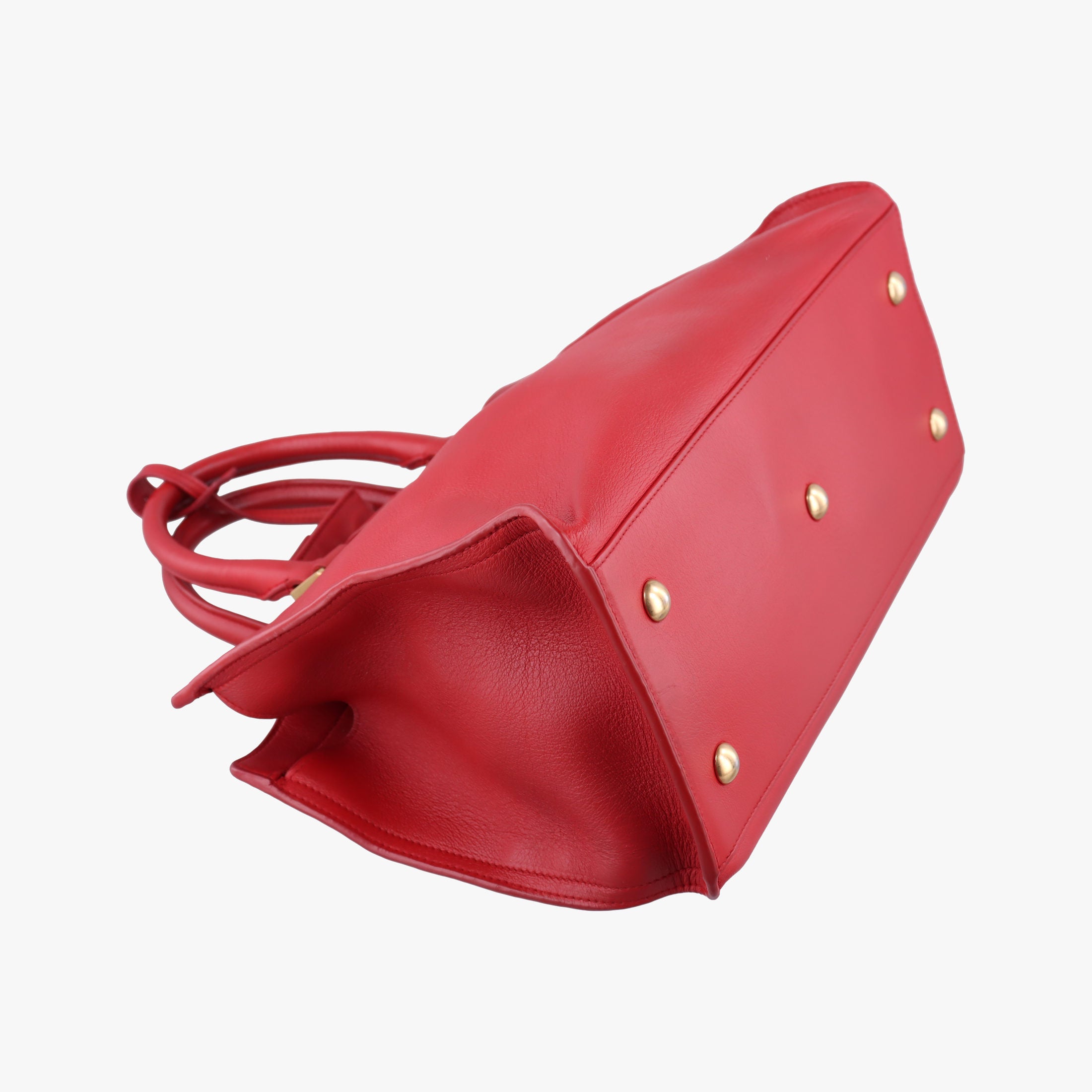 Pre-owned Yves Saint Laurent Y Ligne Petit Cabas Red Leather 311210 shoulderbag | stylenewstar