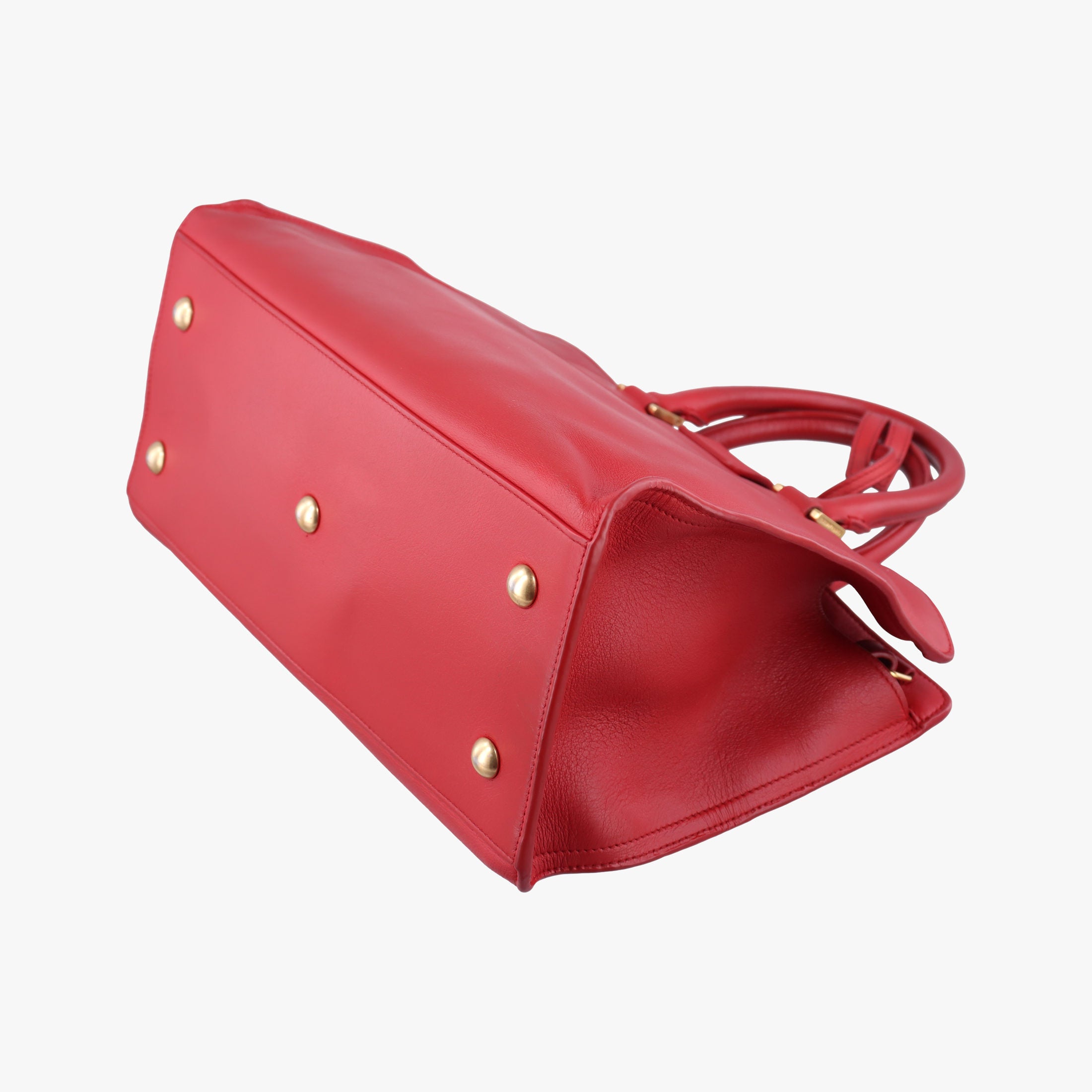 Pre-owned Yves Saint Laurent Y Ligne Petit Cabas Red Leather 311210 shoulderbag | stylenewstar