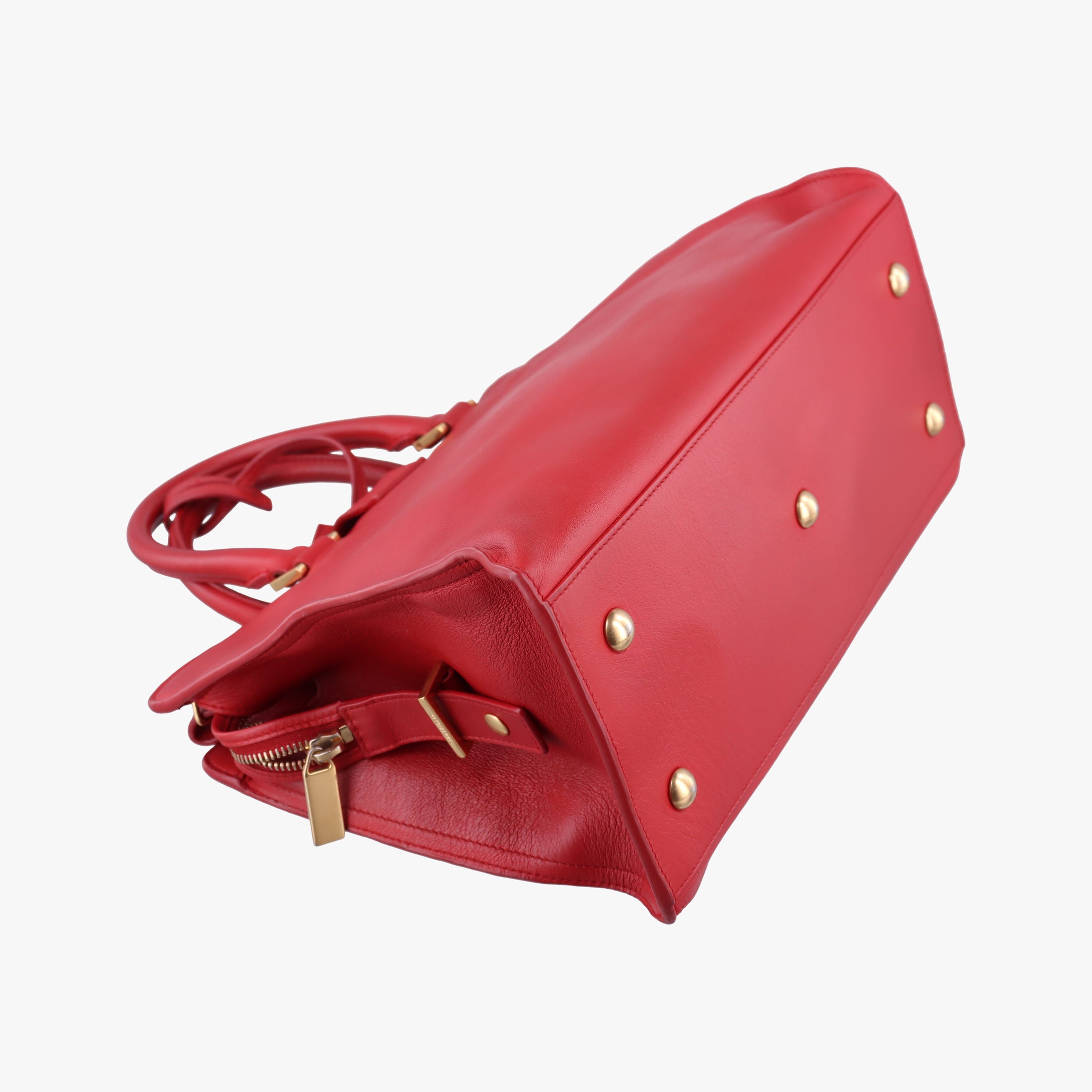 Pre-owned Yves Saint Laurent Y Ligne Petit Cabas Red Leather 311210 shoulderbag | stylenewstar