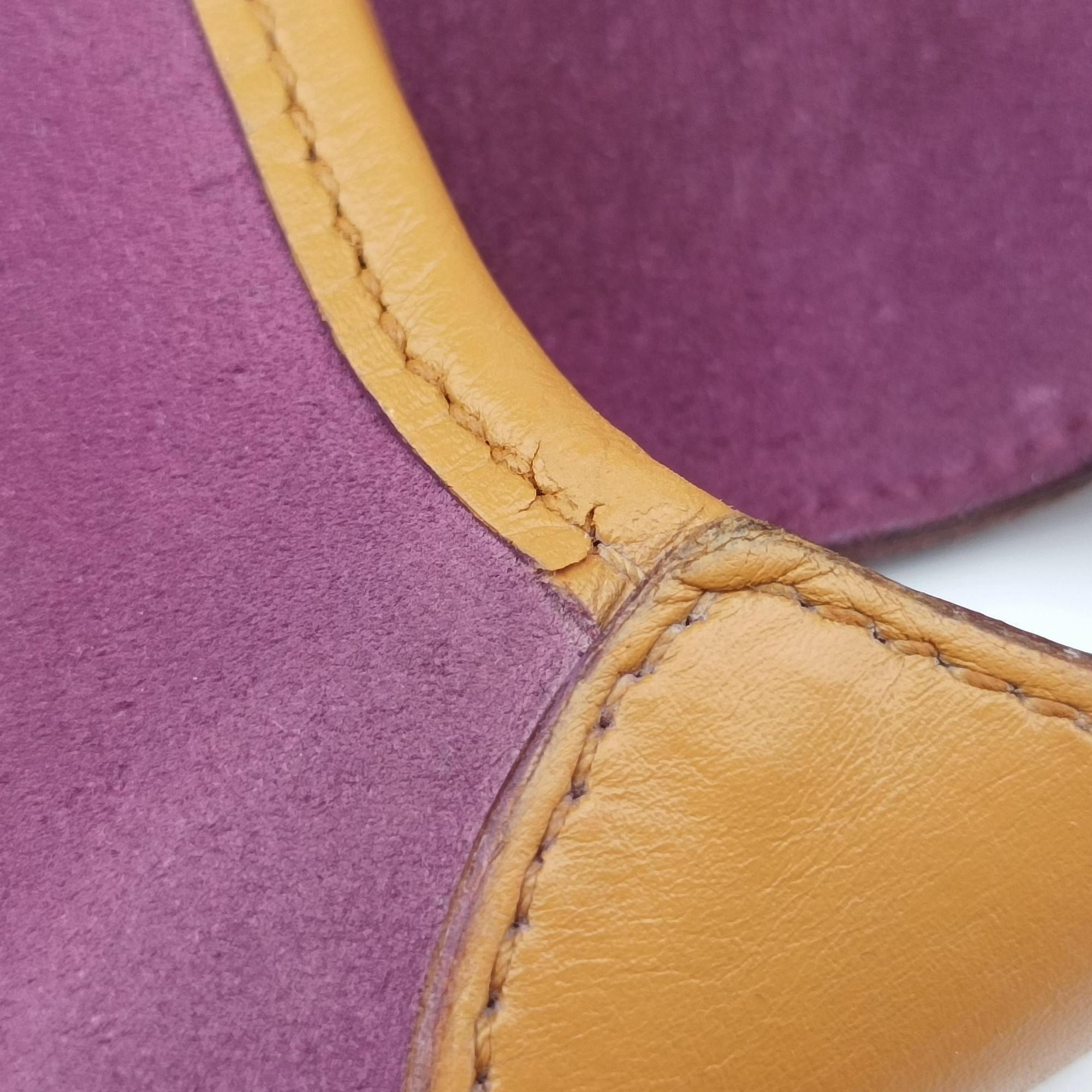 Pre-owned Gucci tiger head purplexbeige Suedexleather 001·41 handbag | stylenewstar