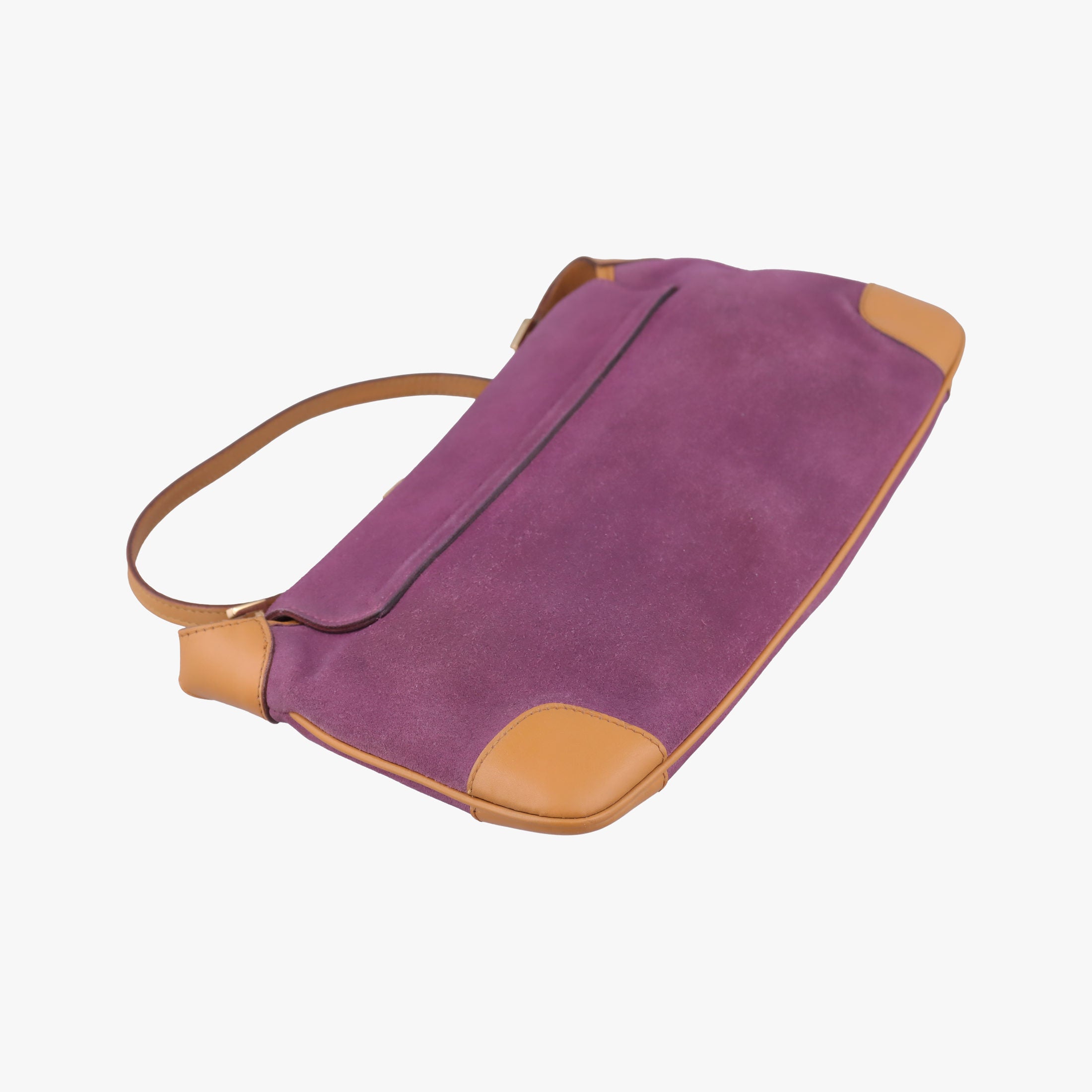 Pre-owned Gucci tiger head purplexbeige Suedexleather 001·41 handbag | stylenewstar
