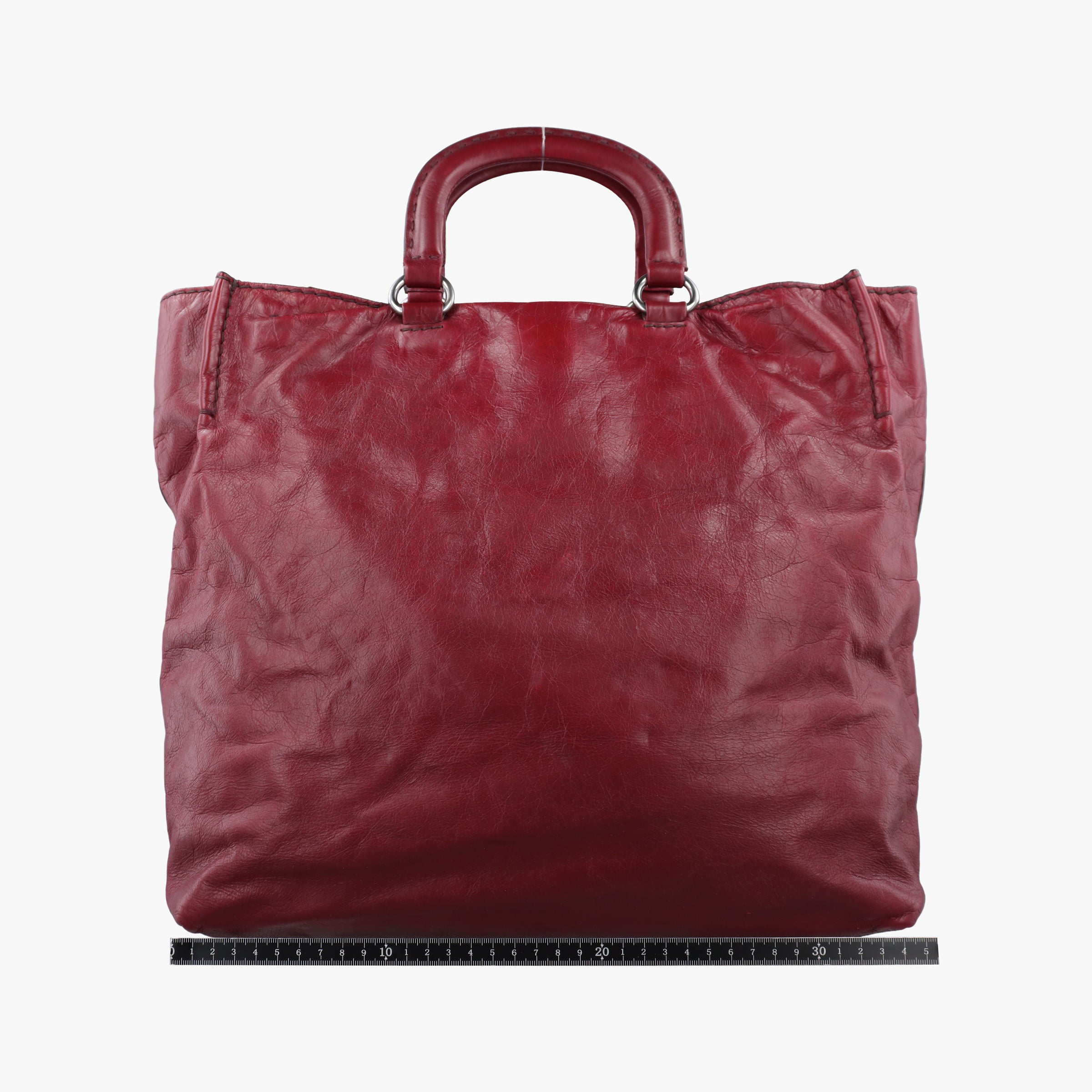 Pre-owned Prada Triangle Logo Bordeaux Leather  shoulderbag | stylenewstar