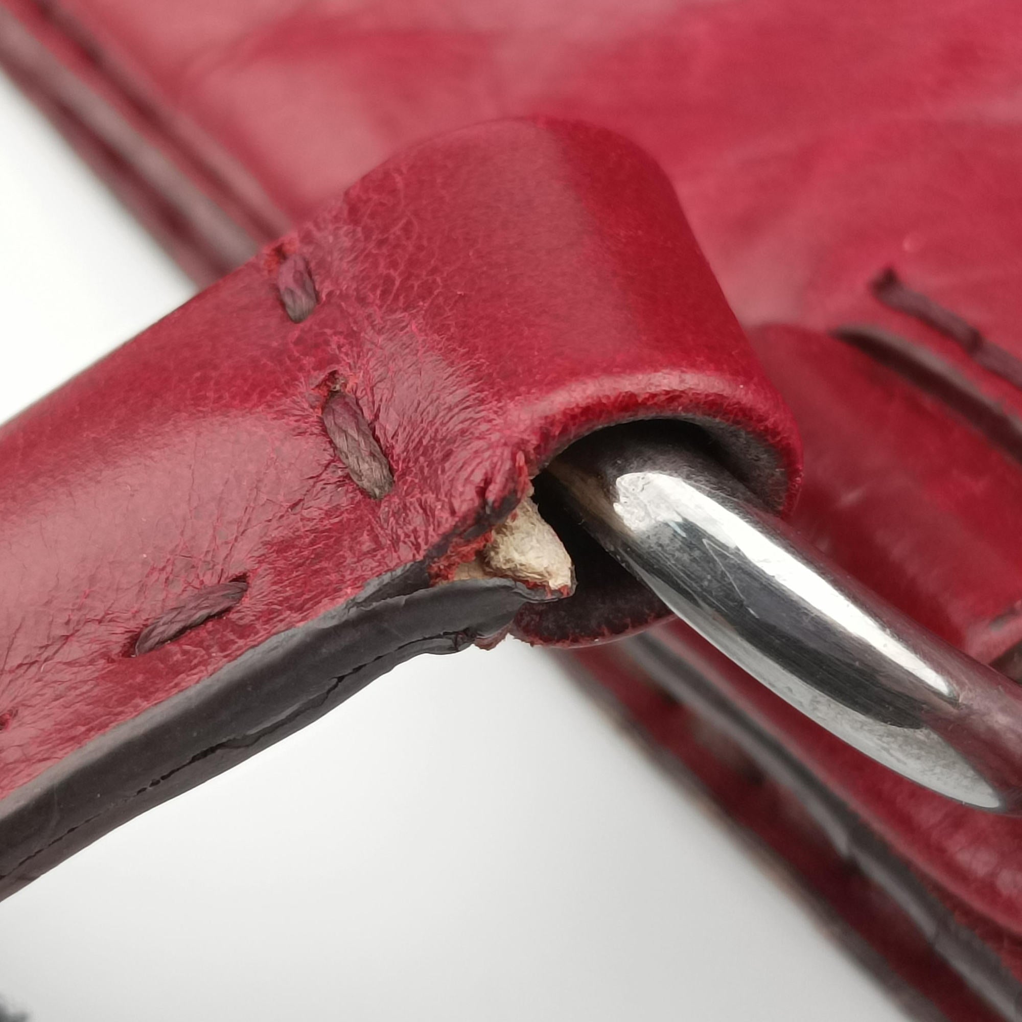 Pre-owned Prada Triangle Logo Bordeaux Leather  shoulderbag | stylenewstar