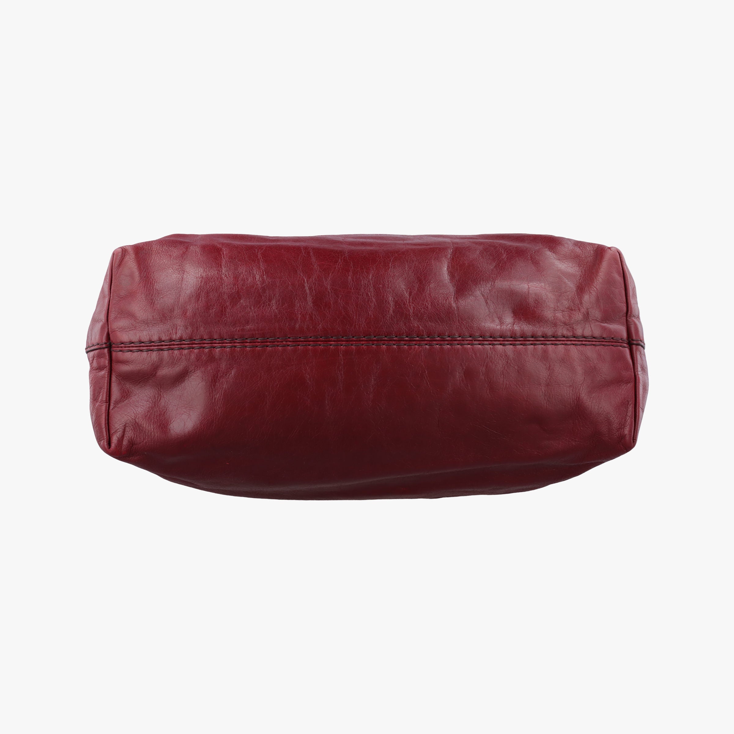 Pre-owned Prada Triangle Logo Bordeaux Leather  shoulderbag | stylenewstar