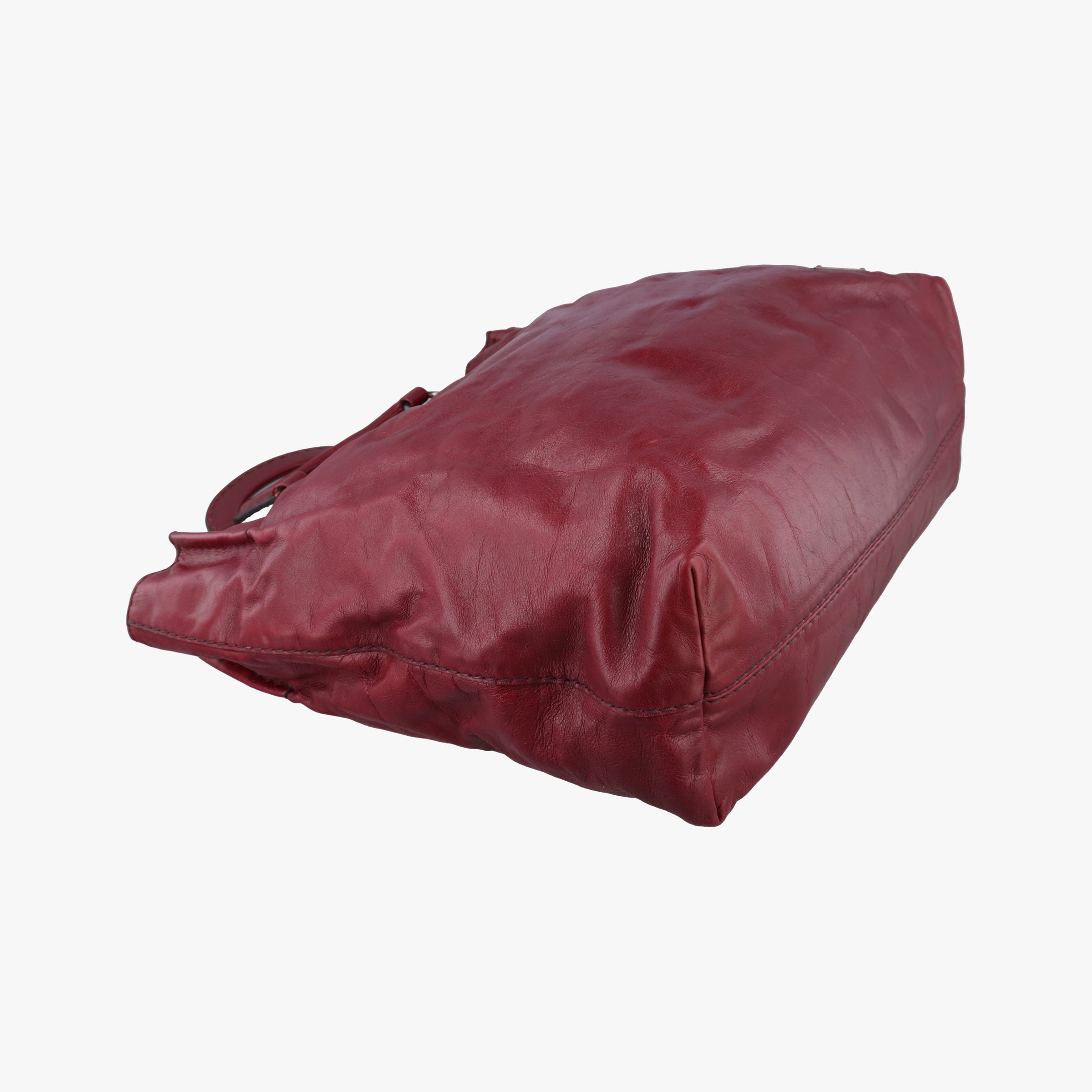 Pre-owned Prada Triangle Logo Bordeaux Leather  shoulderbag | stylenewstar