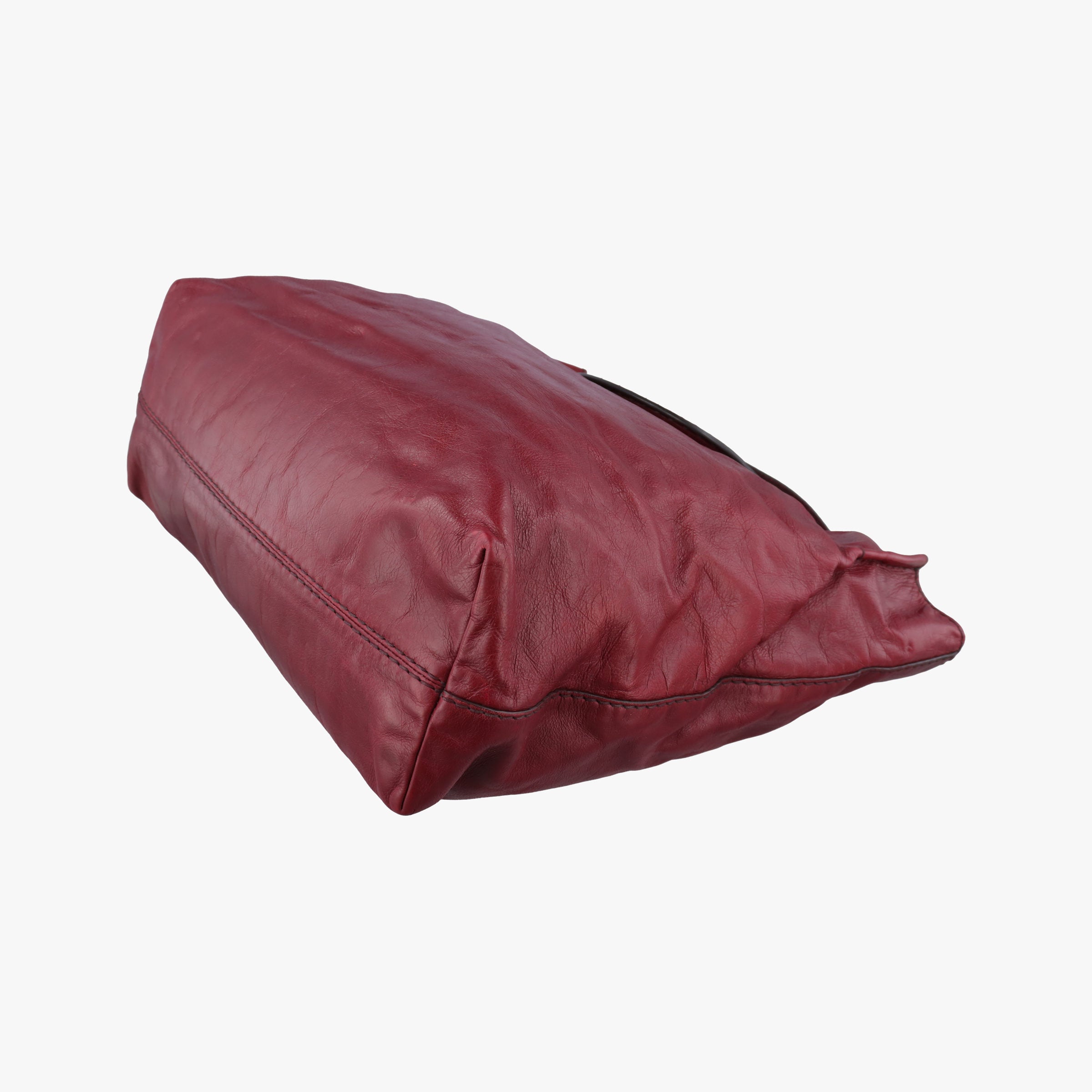 Pre-owned Prada Triangle Logo Bordeaux Leather  shoulderbag | stylenewstar