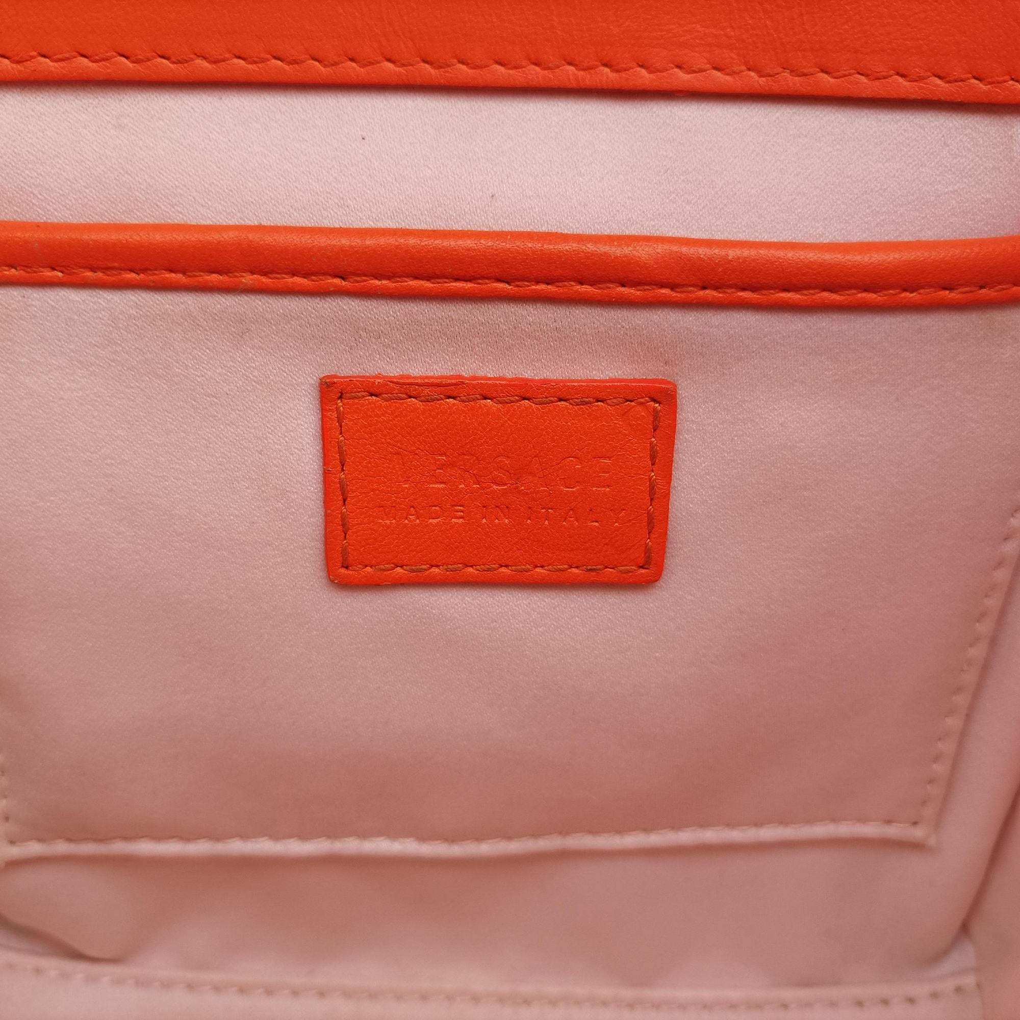 Pre-owned VERSACE La Medusa Orange patent  shoulderbag | stylenewstar