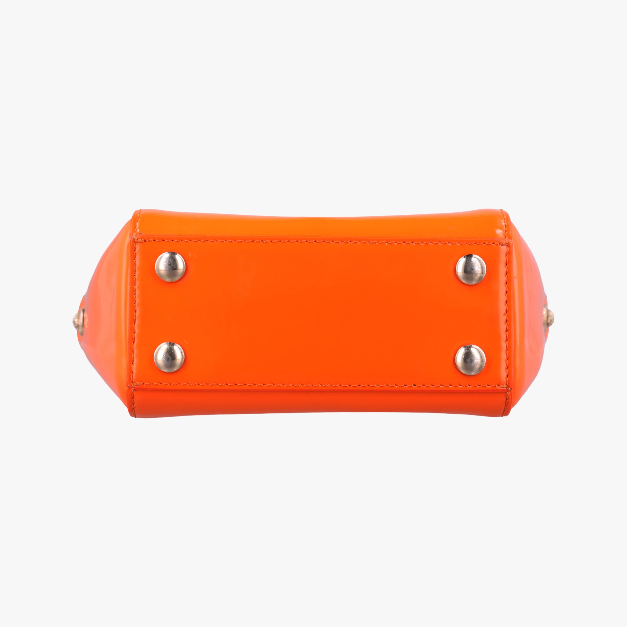 Pre-owned VERSACE La Medusa Orange patent  shoulderbag | stylenewstar