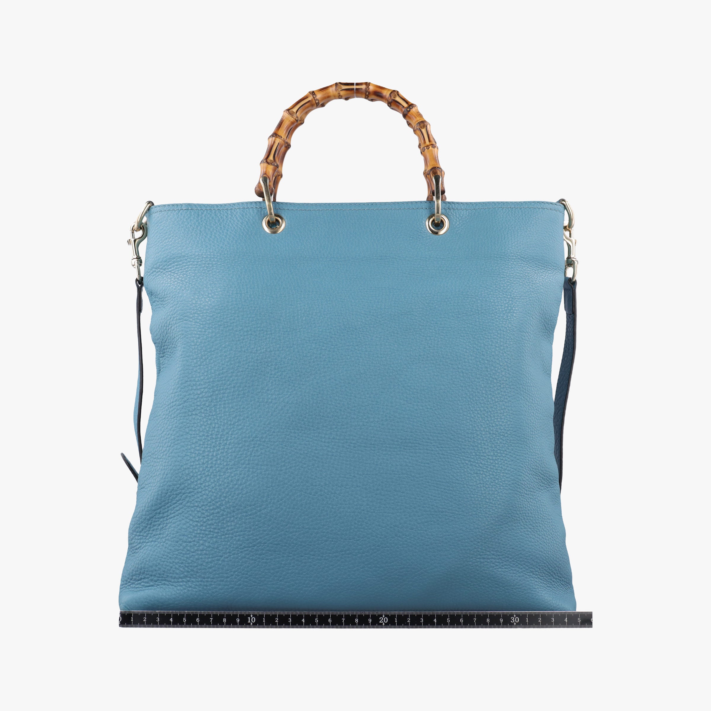 Pre-owned Gucci Bamboo Handle Shopper Tote Blue Leather 323663 shoulderbag | stylenewstar