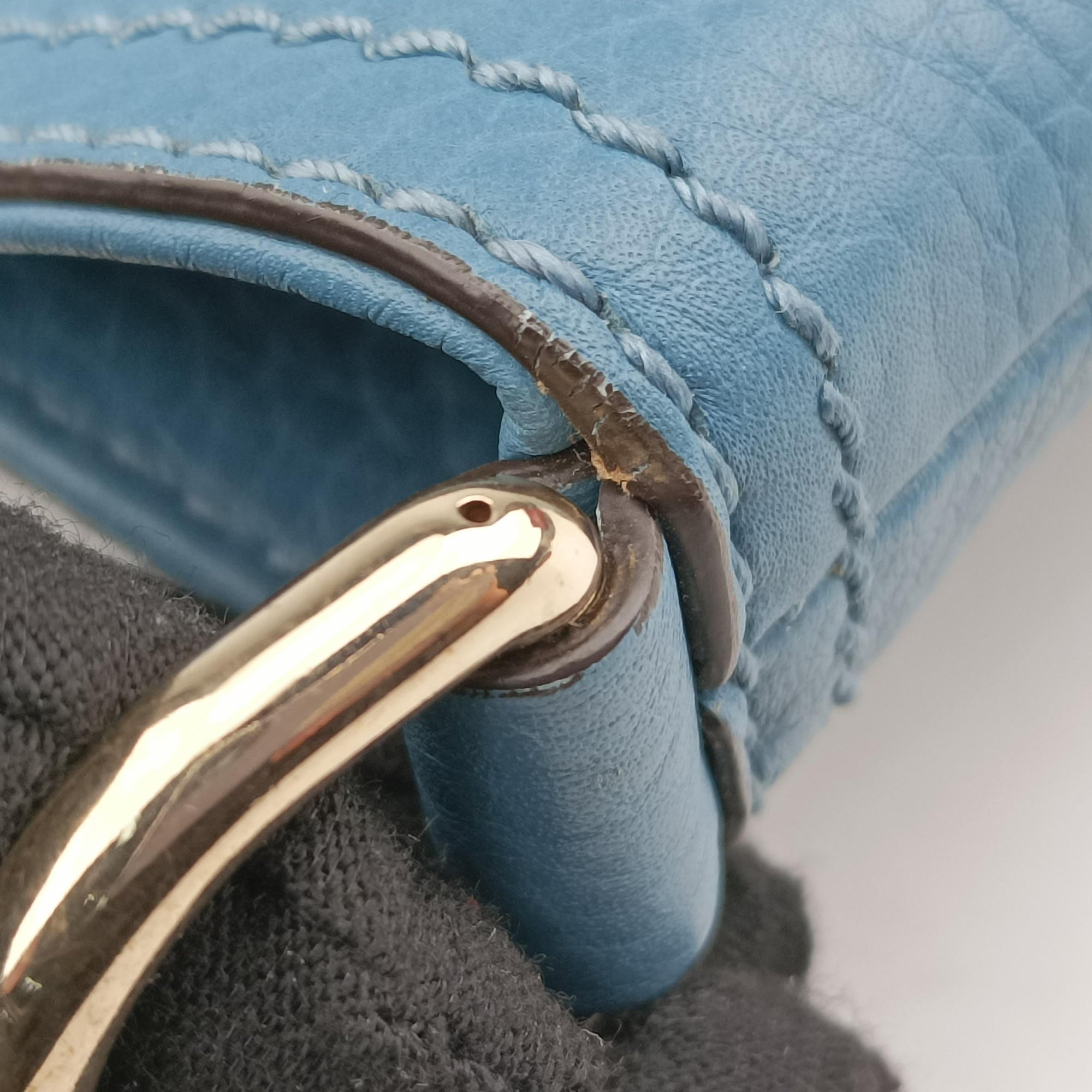 Pre-owned Gucci Bamboo Handle Shopper Tote Blue Leather 323663 shoulderbag | stylenewstar