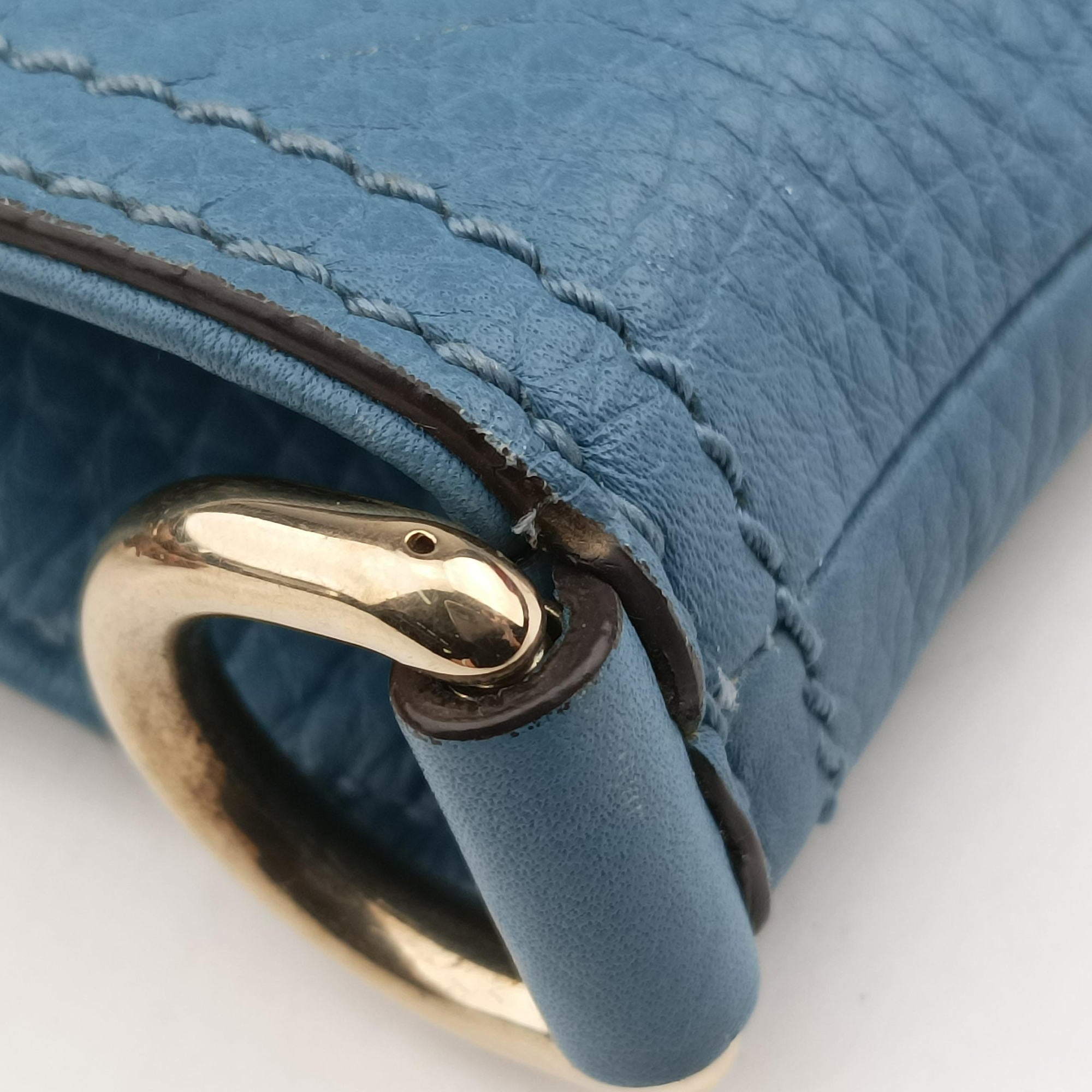 Pre-owned Gucci Bamboo Handle Shopper Tote Blue Leather 323663 shoulderbag | stylenewstar